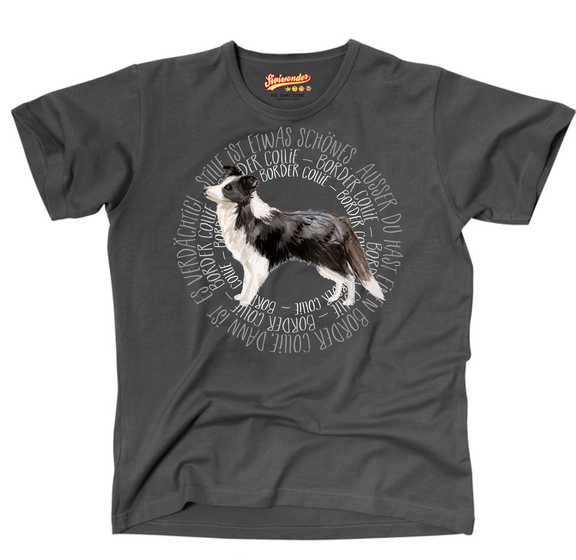 BORDER COLLIE UNISEX T-SHIRT CIRCLE Watercolor by SIVIWONDER