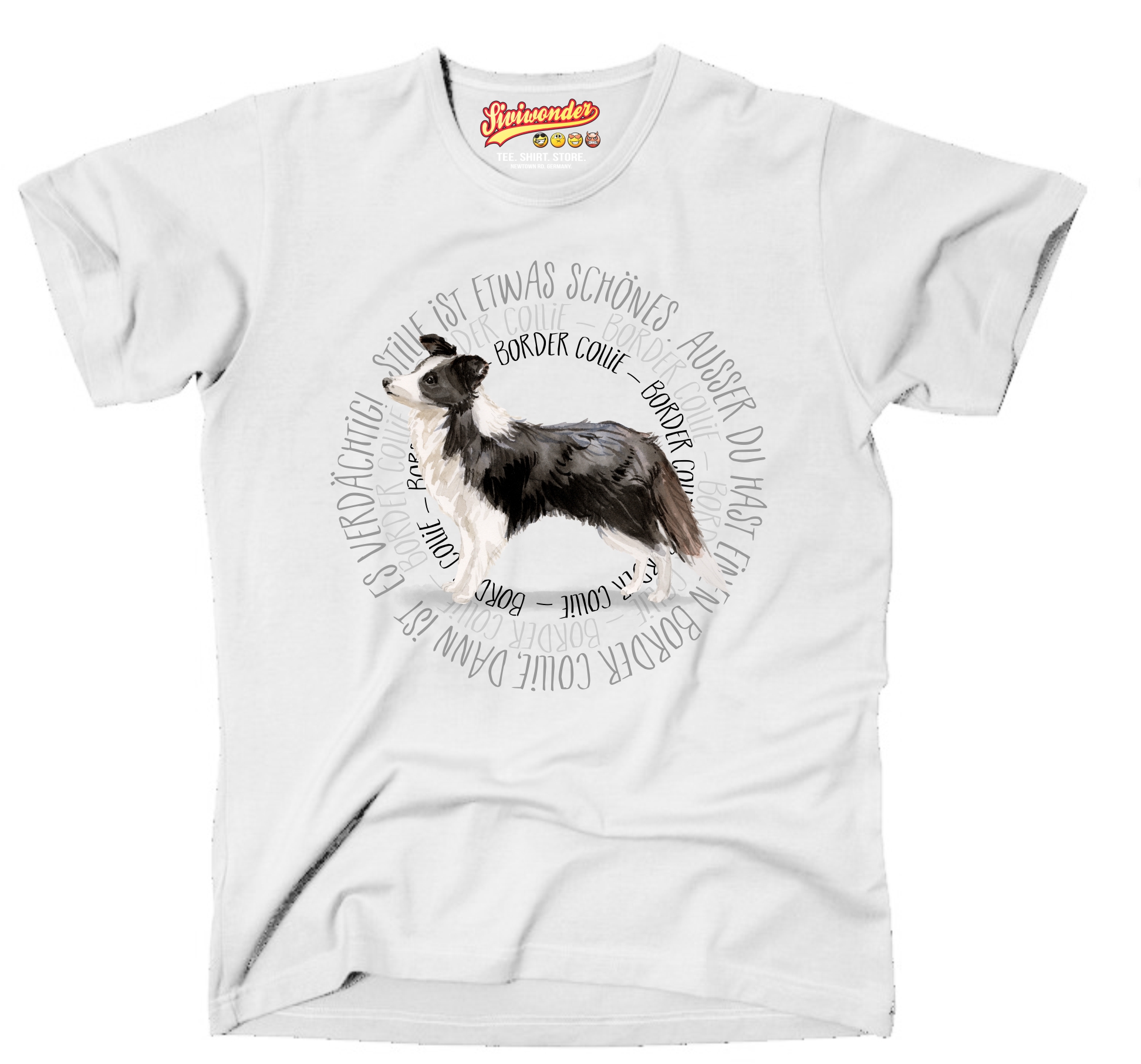 BORDER COLLIE UNISEX T-SHIRT CIRCLE Watercolor by SIVIWONDER