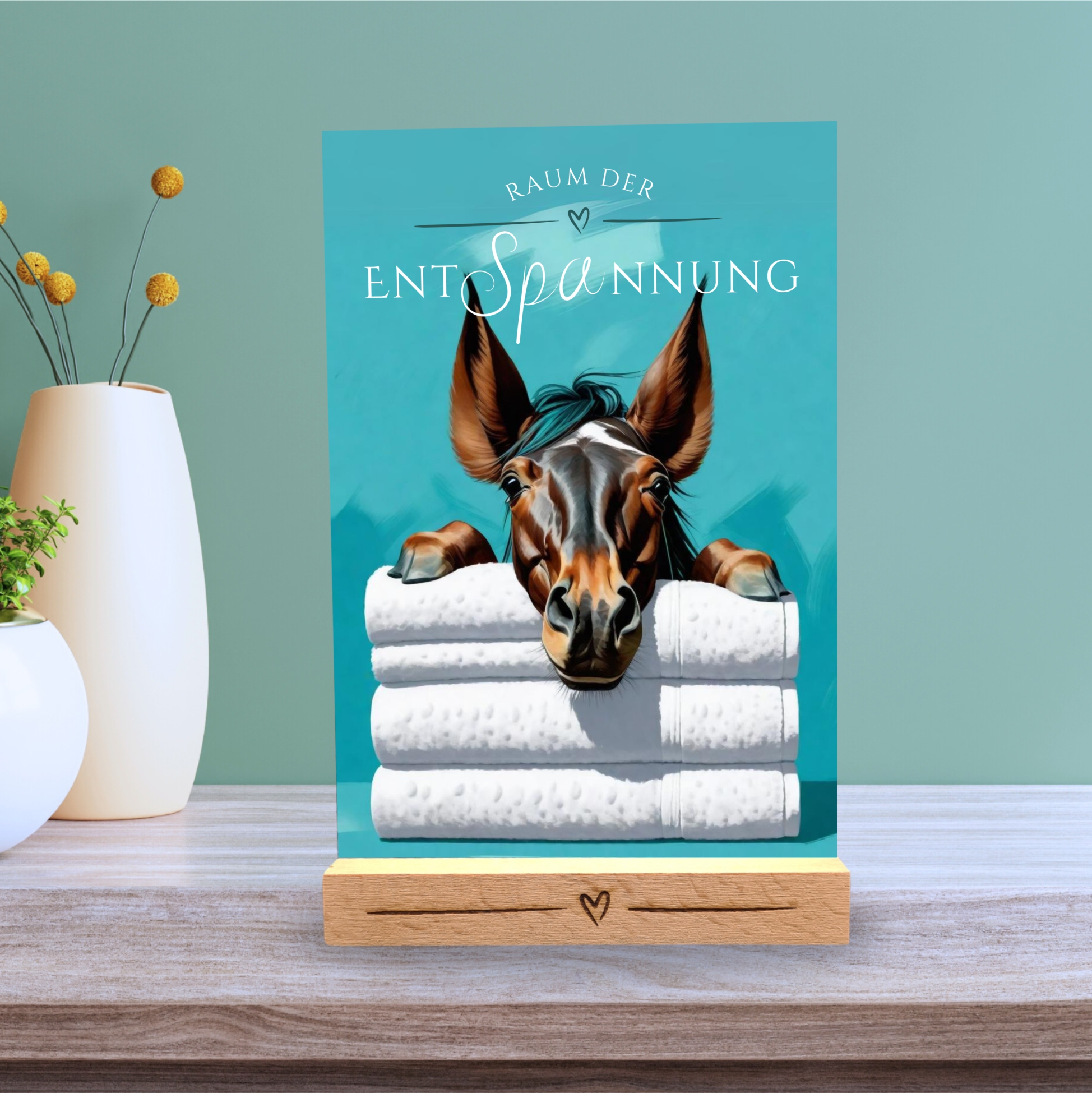 Pferd Schild Wellness Handtuch Entspannung  Schild Spruch