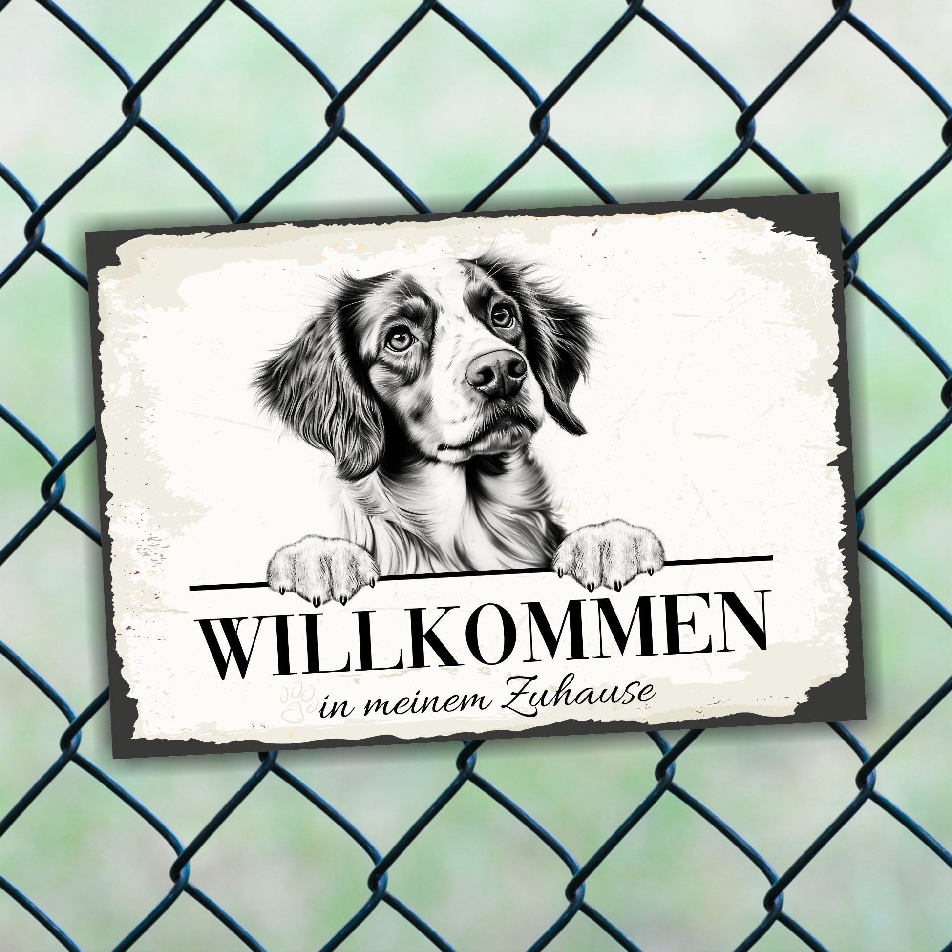 Hundeschild Willkommen Zuhause Epagneul Breton Schild Achtung Spruch