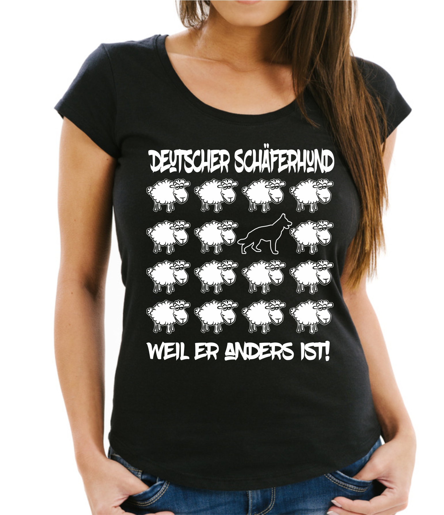 DEUTSCHER SCHÄFERHUND DAMEN T-SHIRT BLACK SHEEP by SIVIWONDER