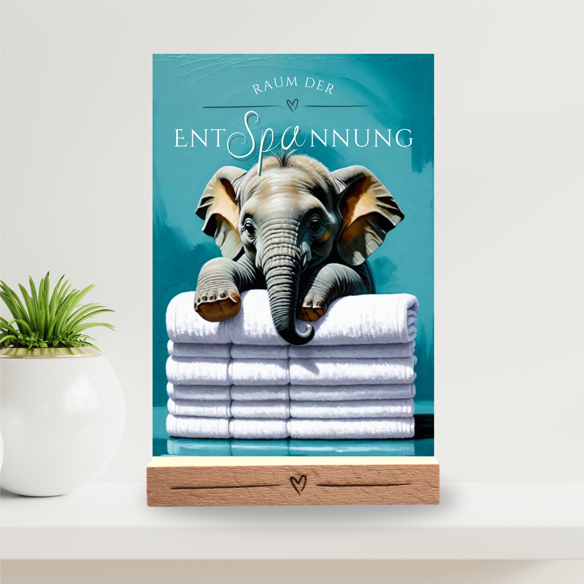 Elefant Elefanten Schild Wellness Handtuch Entspannung  Schild Spruch