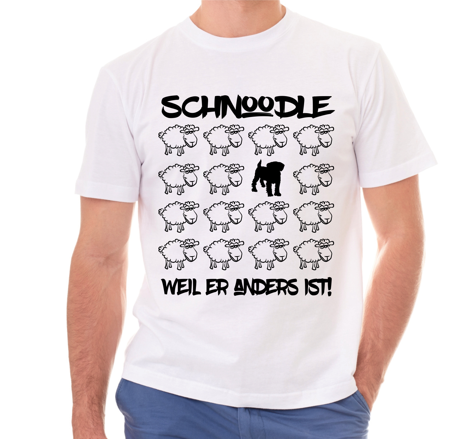 SCHNOODLE UNISEX T-SHIRT BLACK SHEEP by SIVIWONDER
