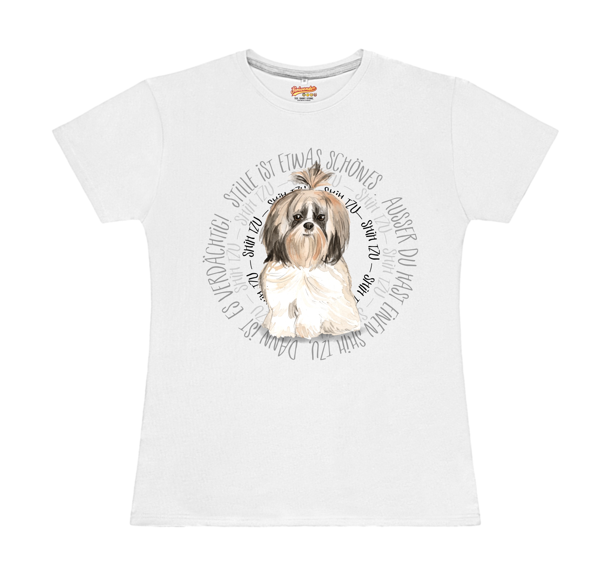 SHIH TZU DAMEN T-SHIRT CIRCLE Watercolor by SIVIWONDER