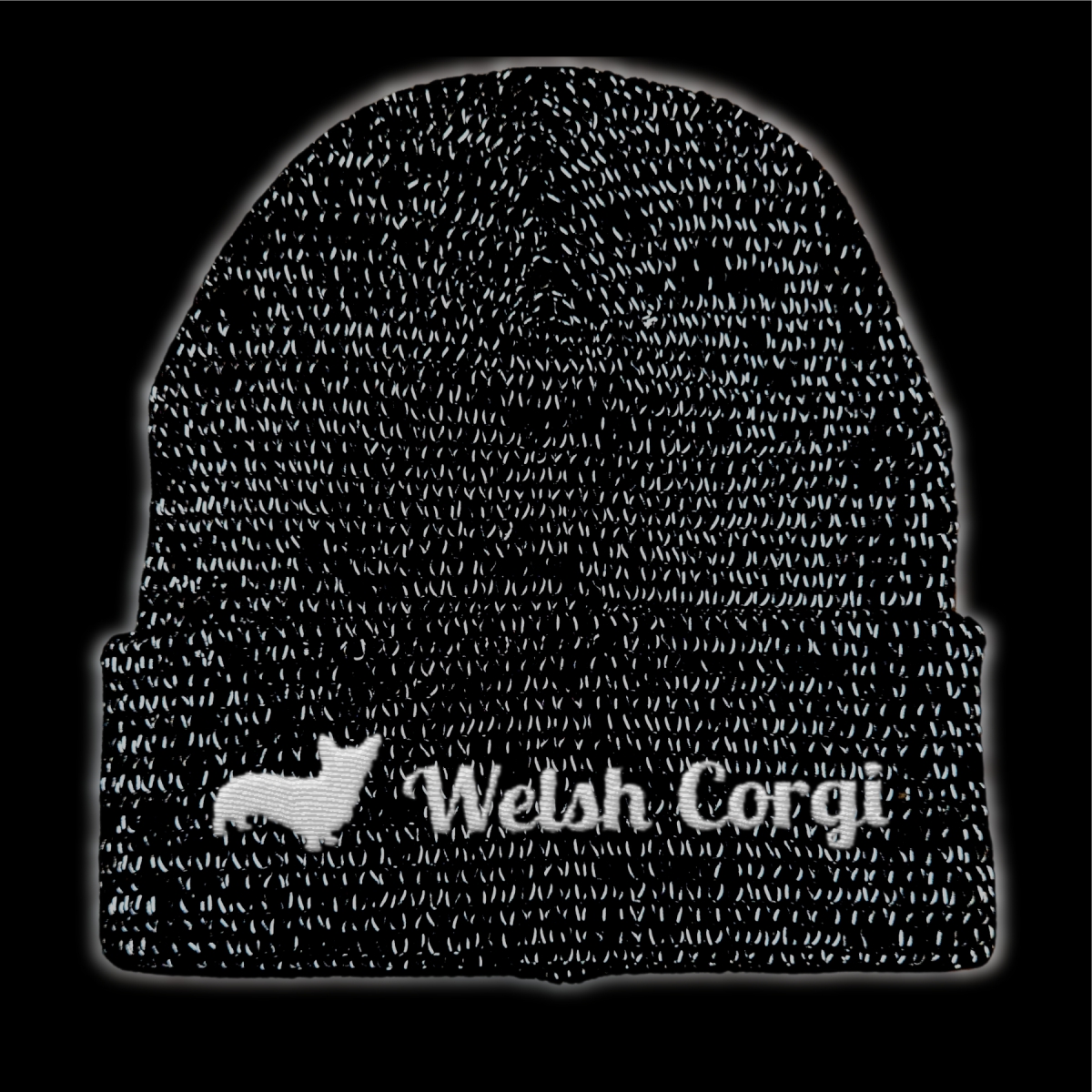 Welsh Corgi reflektierende Mütze Stickerei Hund Winter Strickmütze reflex Beanie warm kalt