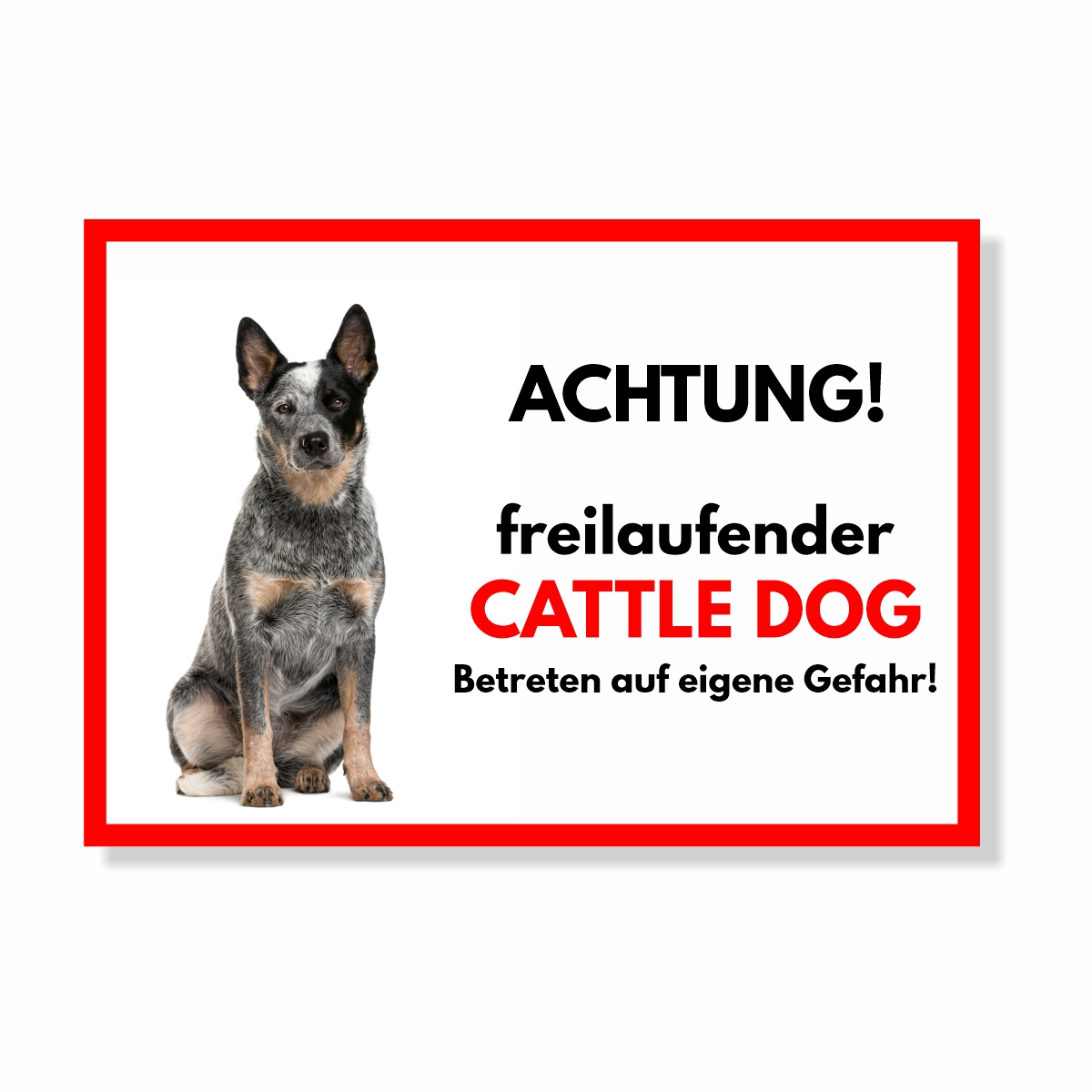 Australian Cattle Dog Freilaufender Hund Dog Schild Spruch Türschild Hundeschild Warnschild