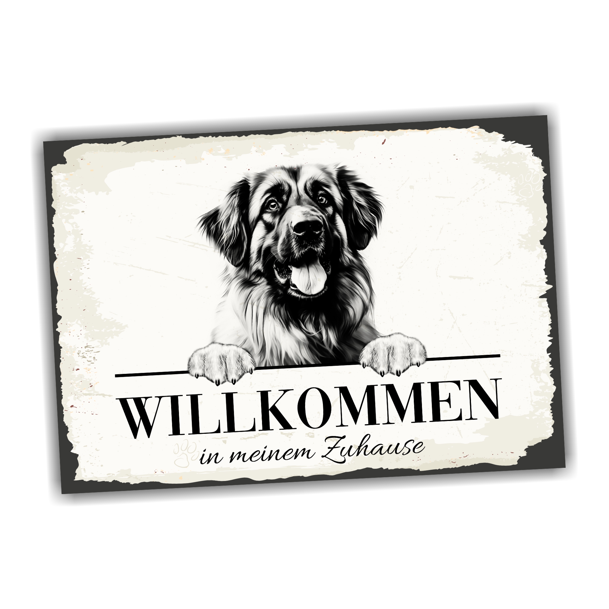 Hundeschild Willkommen Zuhause  Leonberger Leo Schild Achtung Spruch