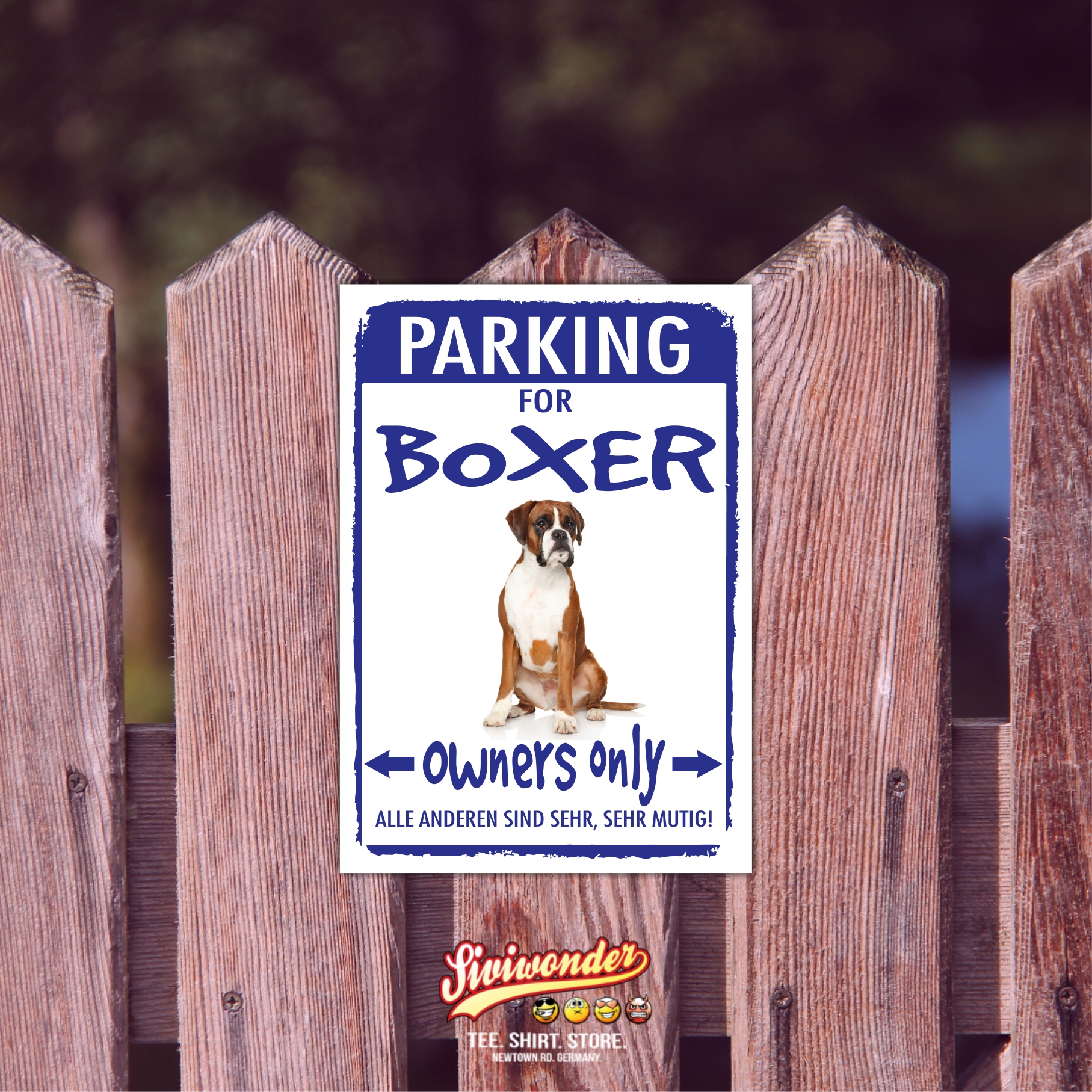Boxer Deutsch German Parking Schild Achtung Spruch Warnschild Türschild Fun
