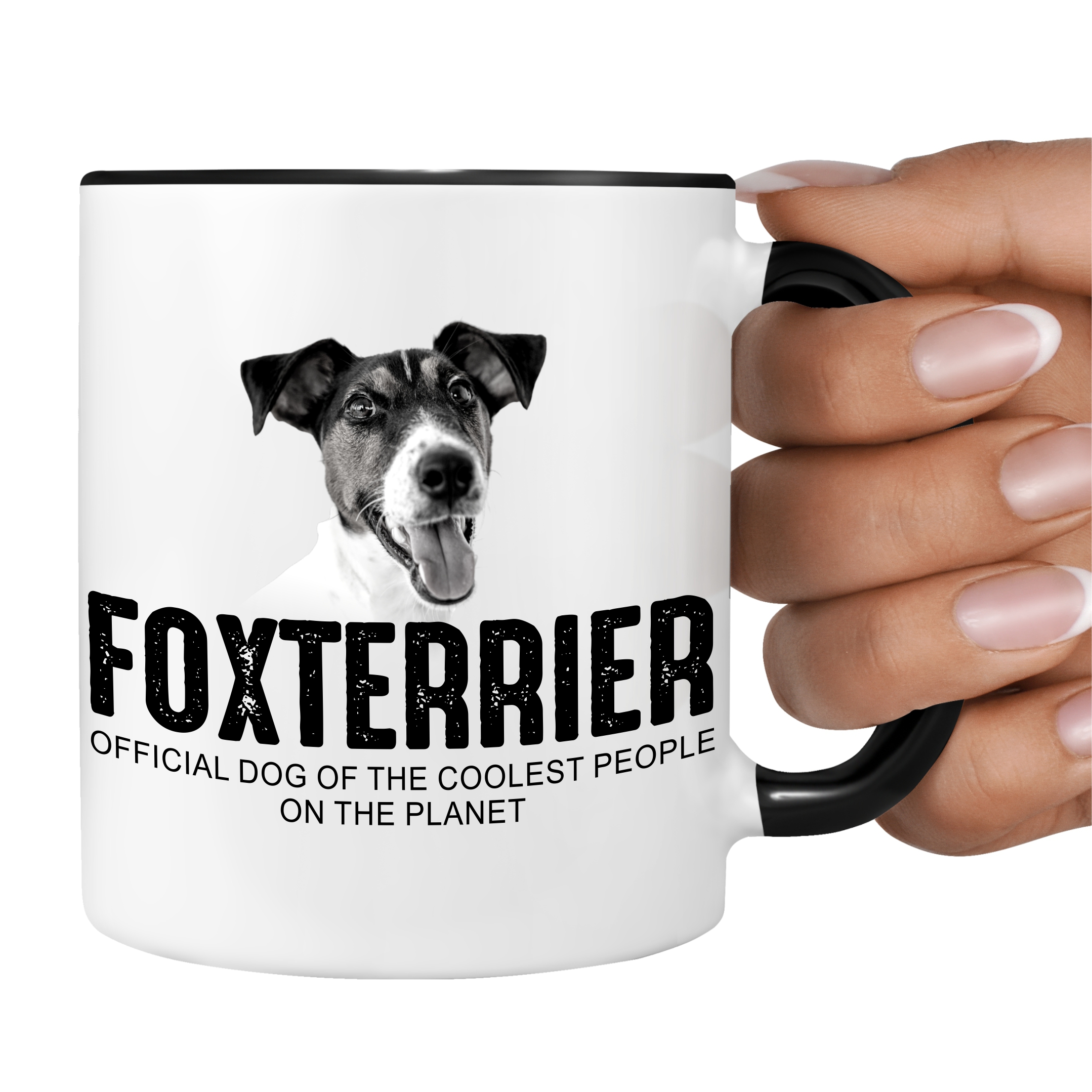 Foxterrier Foxie Fox Terrier Dog Tasse Kaffeetasse Kaffeebecher happy Design by Siviwonder