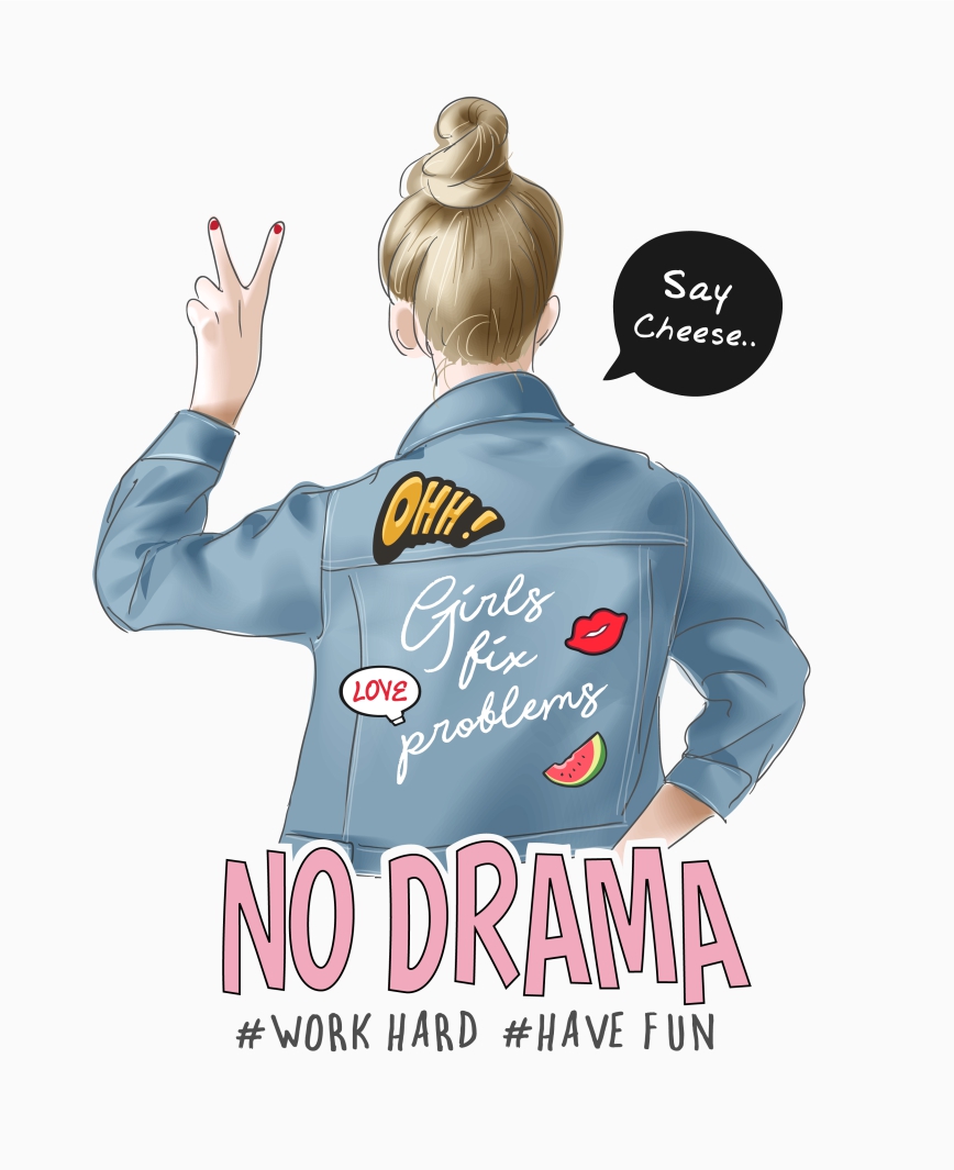 No Drama Girl Work Hard  Tasse Kaffeebecher girl in denim jacke Jeans