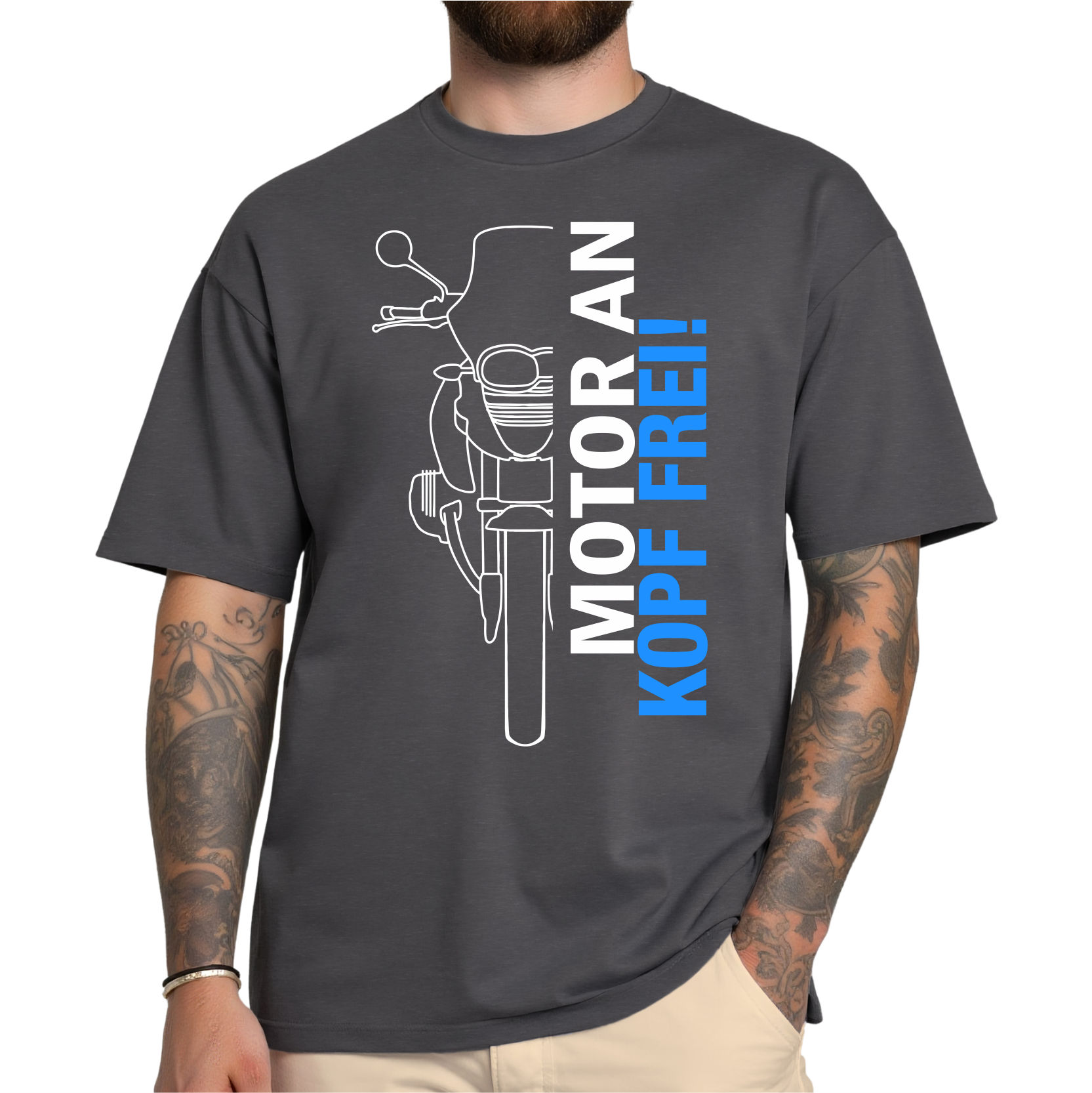 Unisex T-Shirt Motorrad lustiger Spruch Motor an - Kopf frei Schnabeltier Motorrad