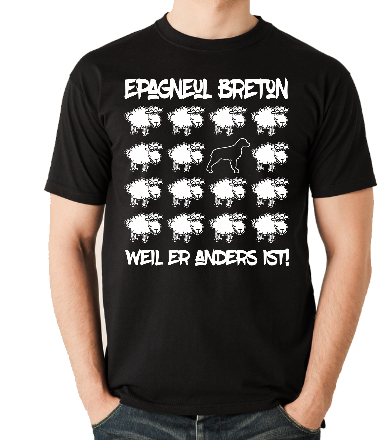 EPAGNEUL BRETON UNISEX T-SHIRT BLACK SHEEP by SIVIWONDER