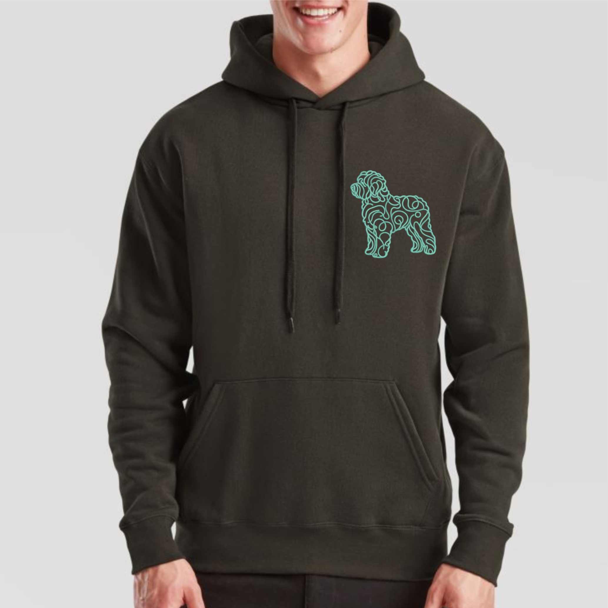 Hoodie Portugiesischer Wasserhund gestickt Hund wählbare Stickerei kuschelig Stickerei personalisier