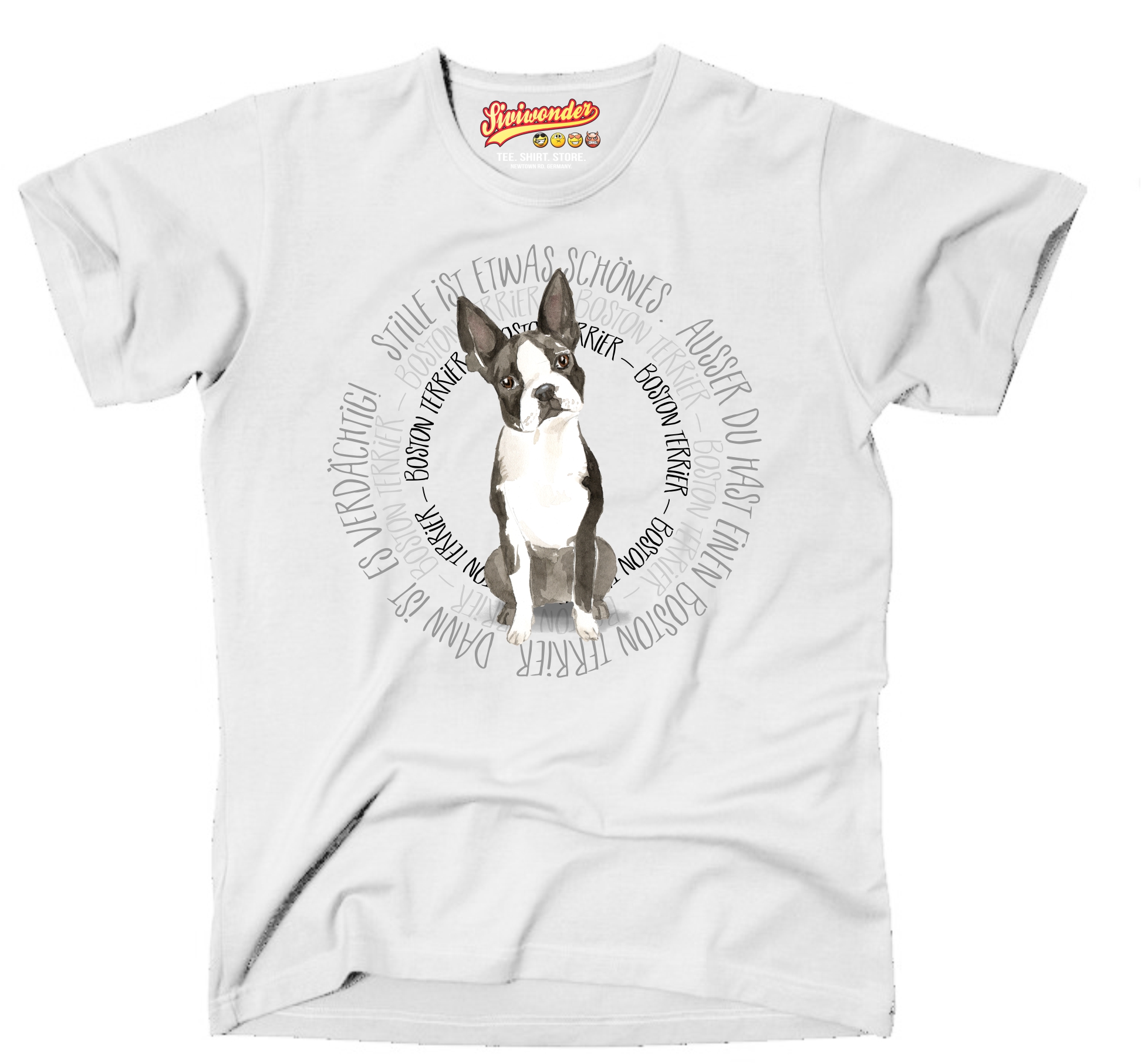 BOSTON TERRIER UNISEX T-SHIRT CIRCLE Watercolor by SIVIWONDER