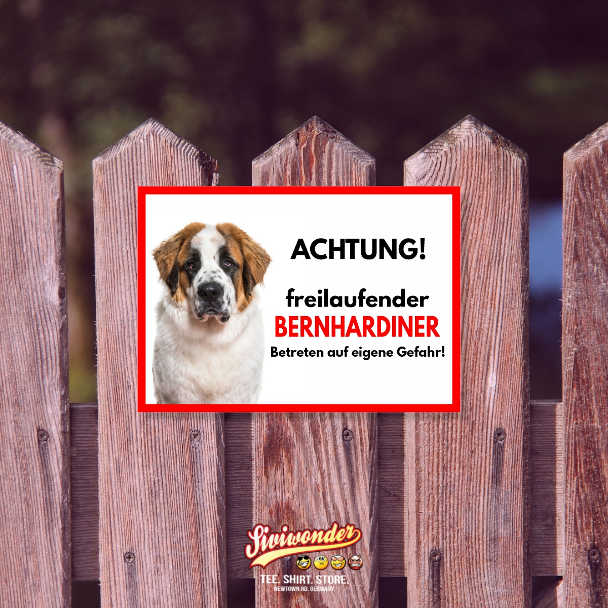 Bernhardiner Freilaufender Hund Dog Schild Spruch Türschild Hundeschild Warnschild