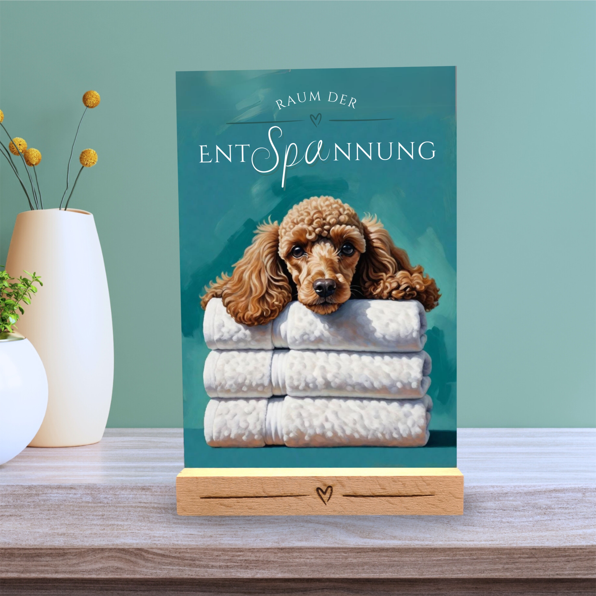 Hundeschild Deko Badezimmer Wellness Pudel Poodle Schild Spruch