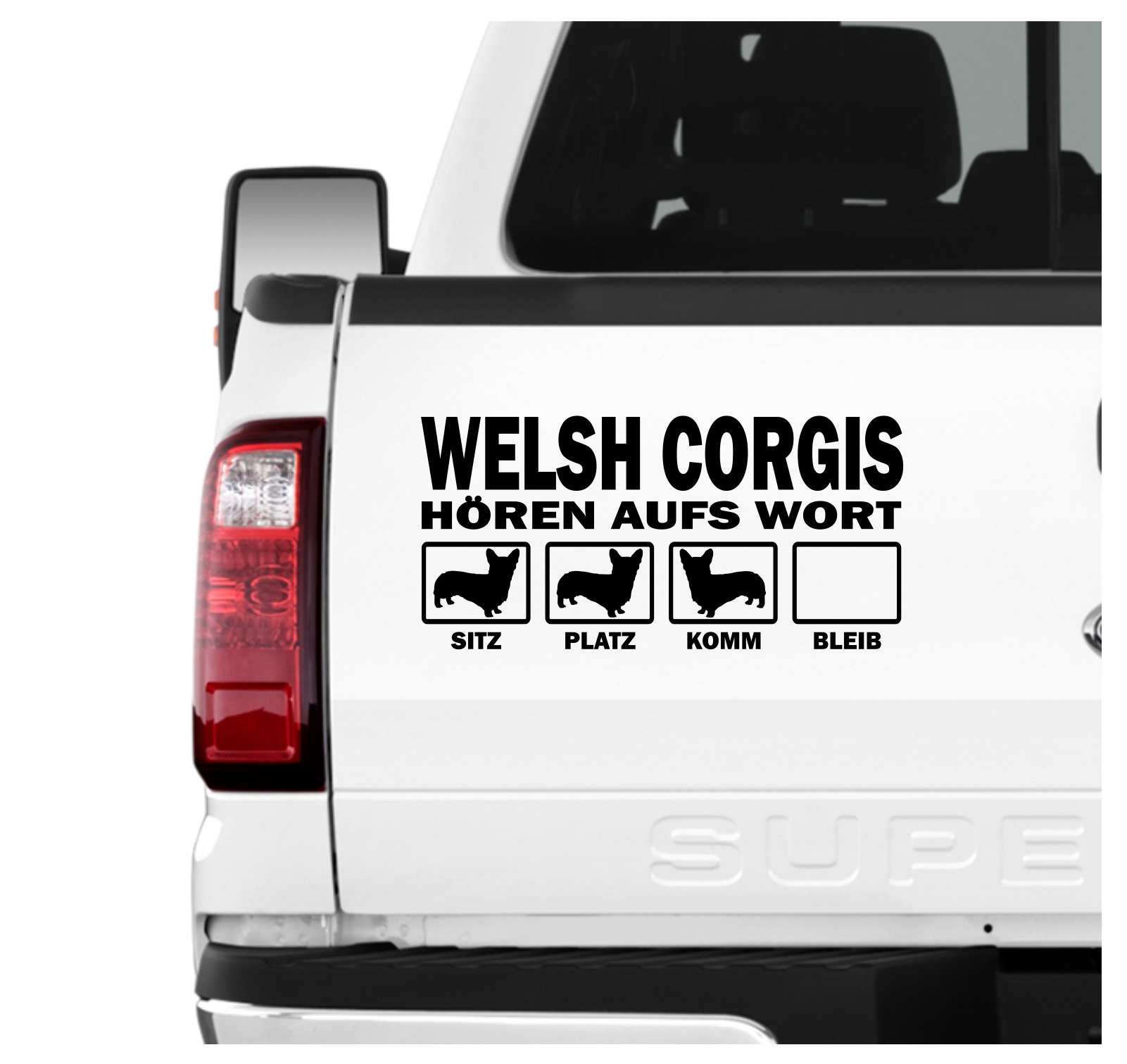 Welsh Corgi Pembroke Cardigan Cardi Hört aufs Wort Hunde Aufkleber Sticker Autoaufkleber Wandtattoo Tattoo