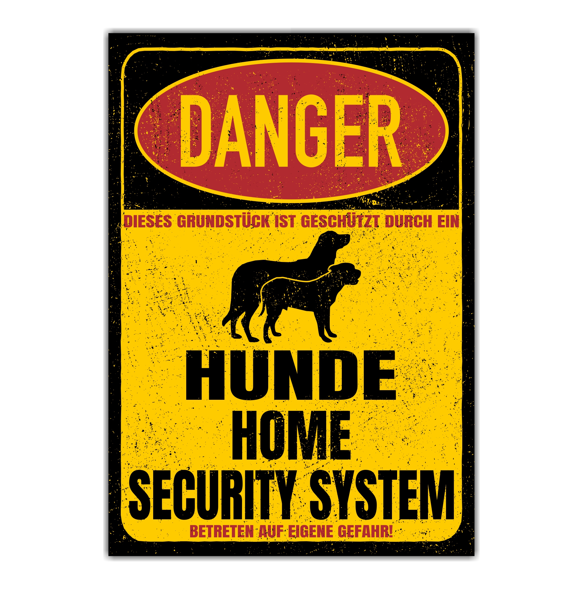 Hunde Mischling Dog Türschild Danger Security System Warnschild Hund Schilder Hundeschild happy Design by Siviwonder