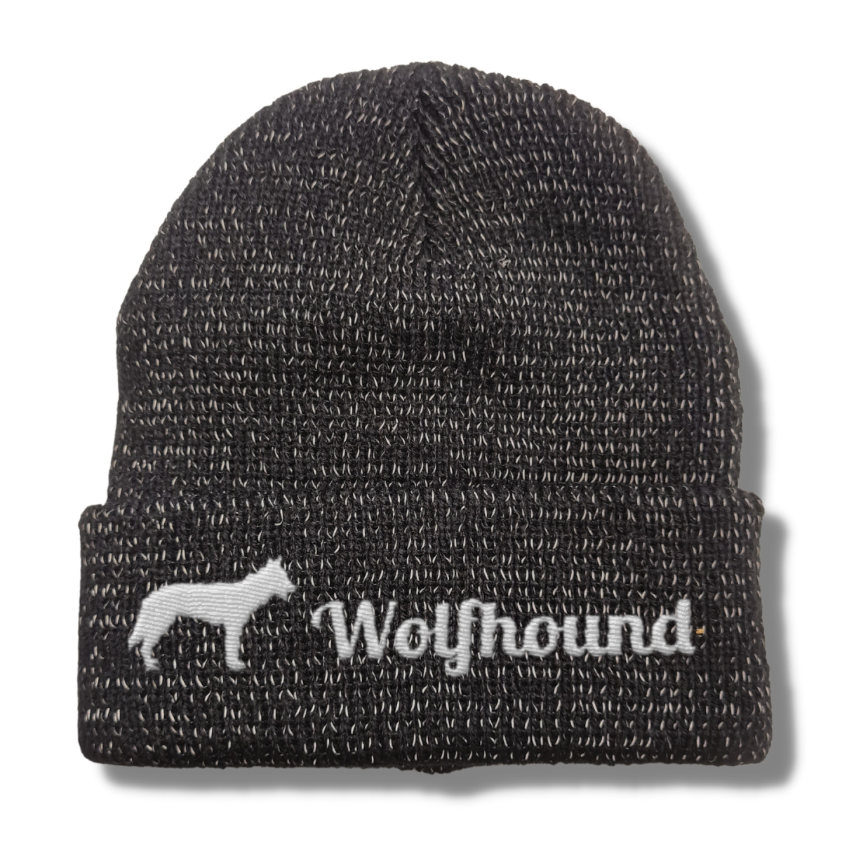 Wolfhound reflektierende Mütze Stickerei Hund Winter Strickmütze reflex Beanie warm kalt