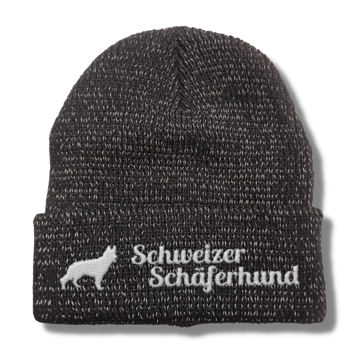 Schweizer Schäferhund reflektierende Mütze Stickerei Hund Winter Strickmütze reflex Beanie warm kalt