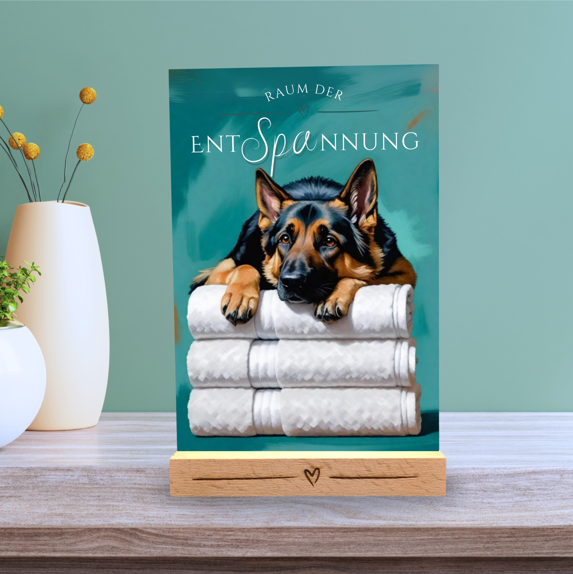 Hundeschild Deko Badezimmer Wellness Deutscher Schäferhund Schild Spruch