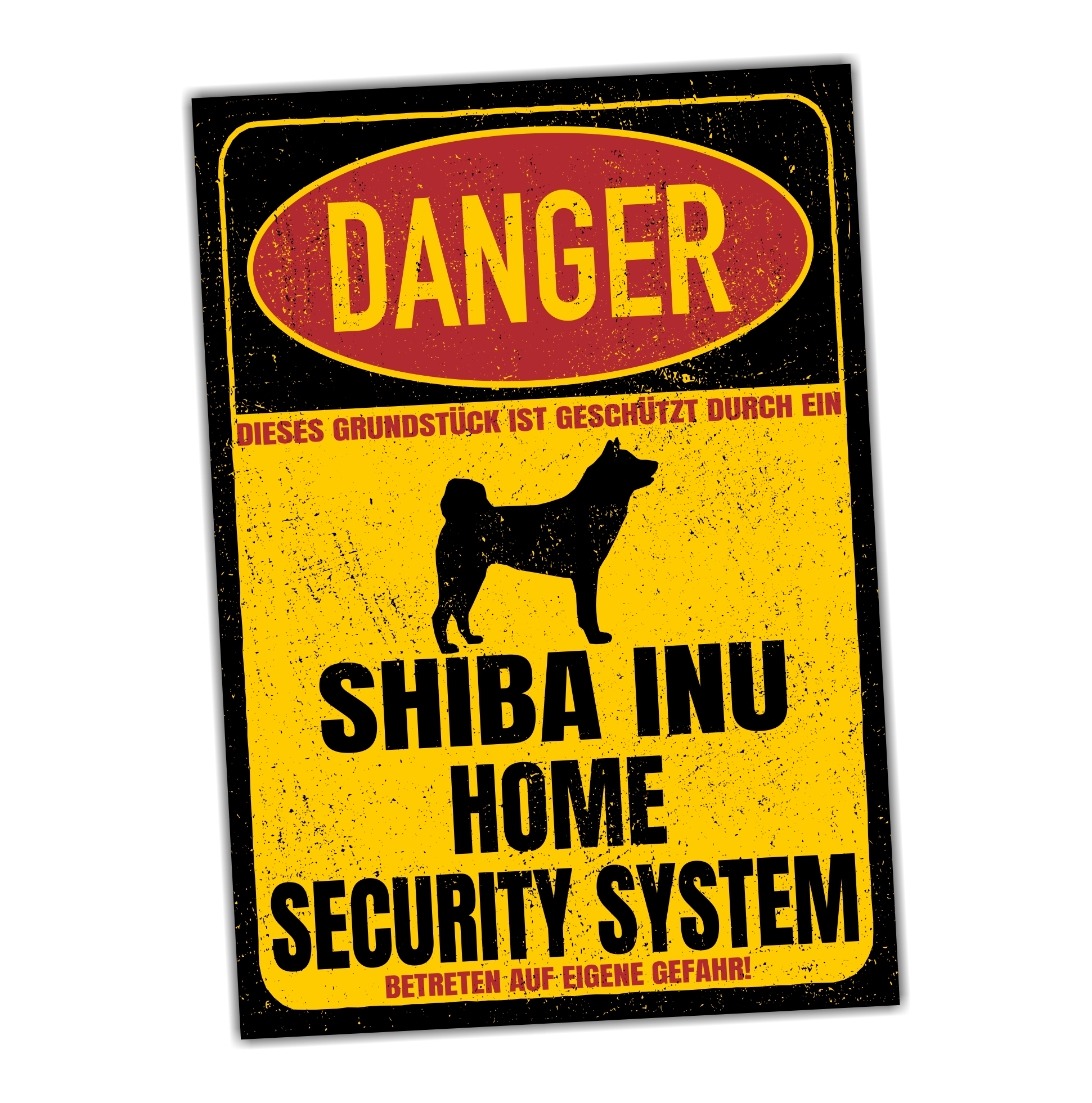 Shiba Inu  Türschild Danger Security System Warnschild Hund Schilder Hundeschild
