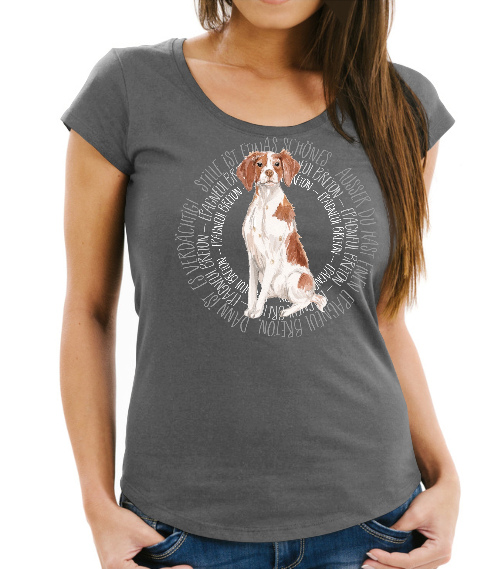 EPAGNEUL BRETON DAMEN T-SHIRT CIRCLE Watercolor by SIVIWONDER