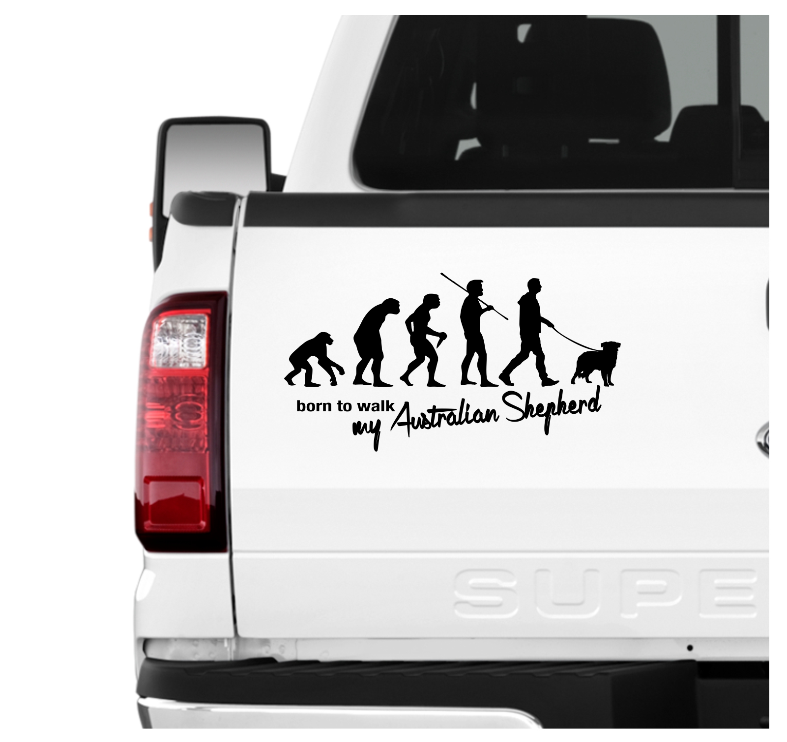 Australian Shepherd Aussie Australischer Schäferhund blue merle Evolution Born to Walk Hunde Aufkleber Sticker Autoaufkleber Wandtattoo Tattoo