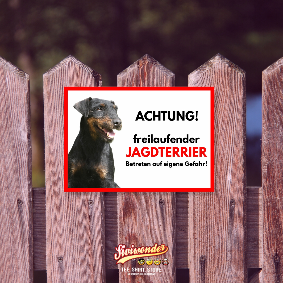 Deutscher Jagdterrier Freilaufender Hund Dog Schild Spruch Türschild Hundeschild Warnschild