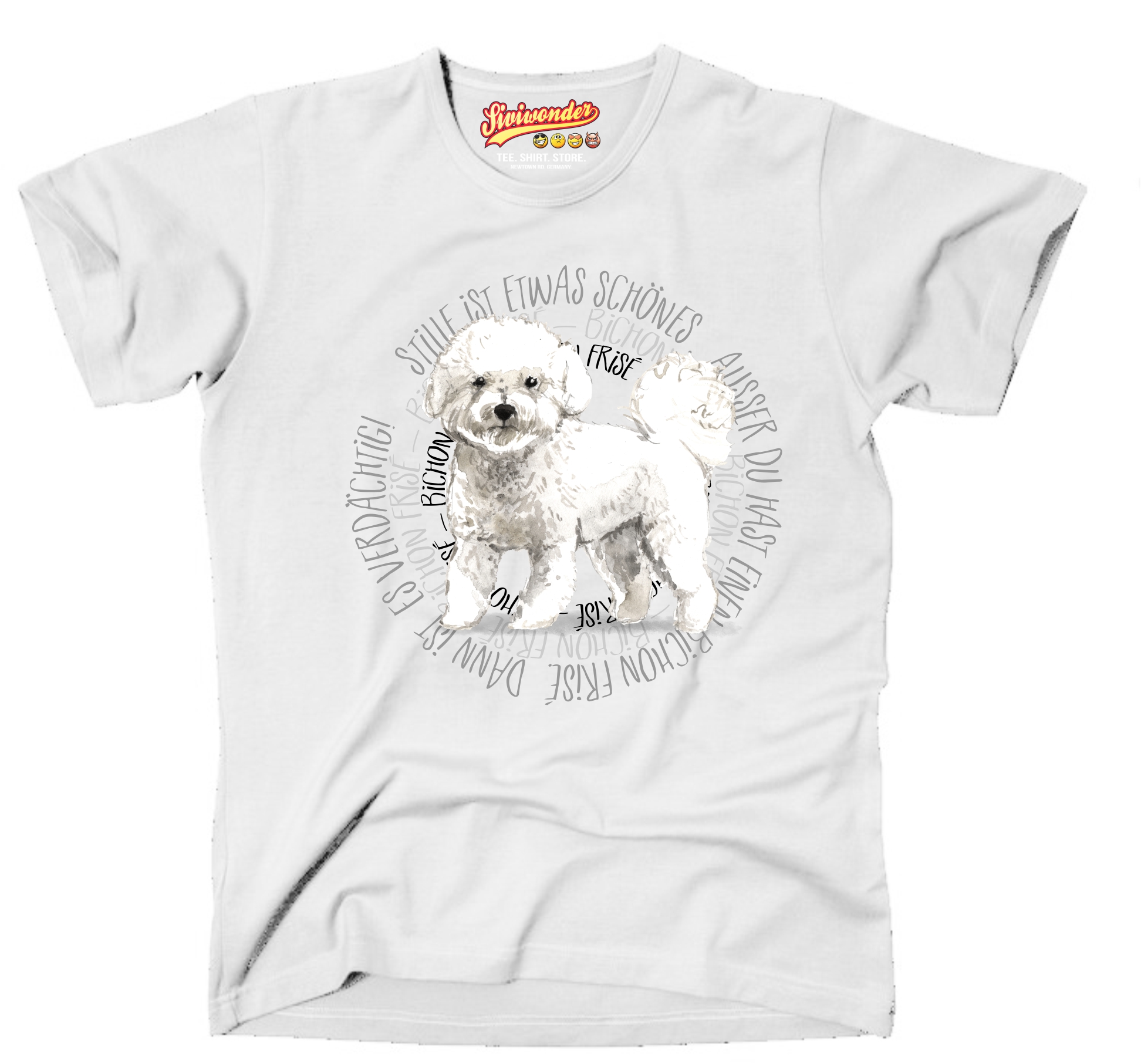 BICHON FRISE UNISEX T-SHIRT CIRCLE Watercolor by SIVIWONDER