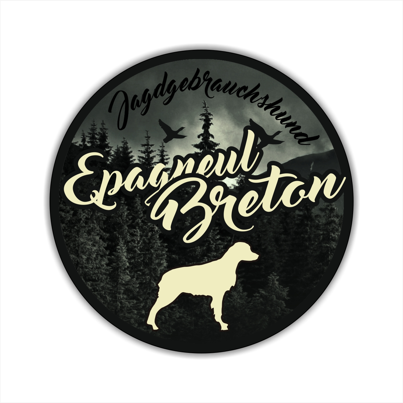 Epagneul Breton Brittany Spaniel Bretonischer Spaniel  Jäger Jagdhund Aufkleber Digitaldruck Motiv