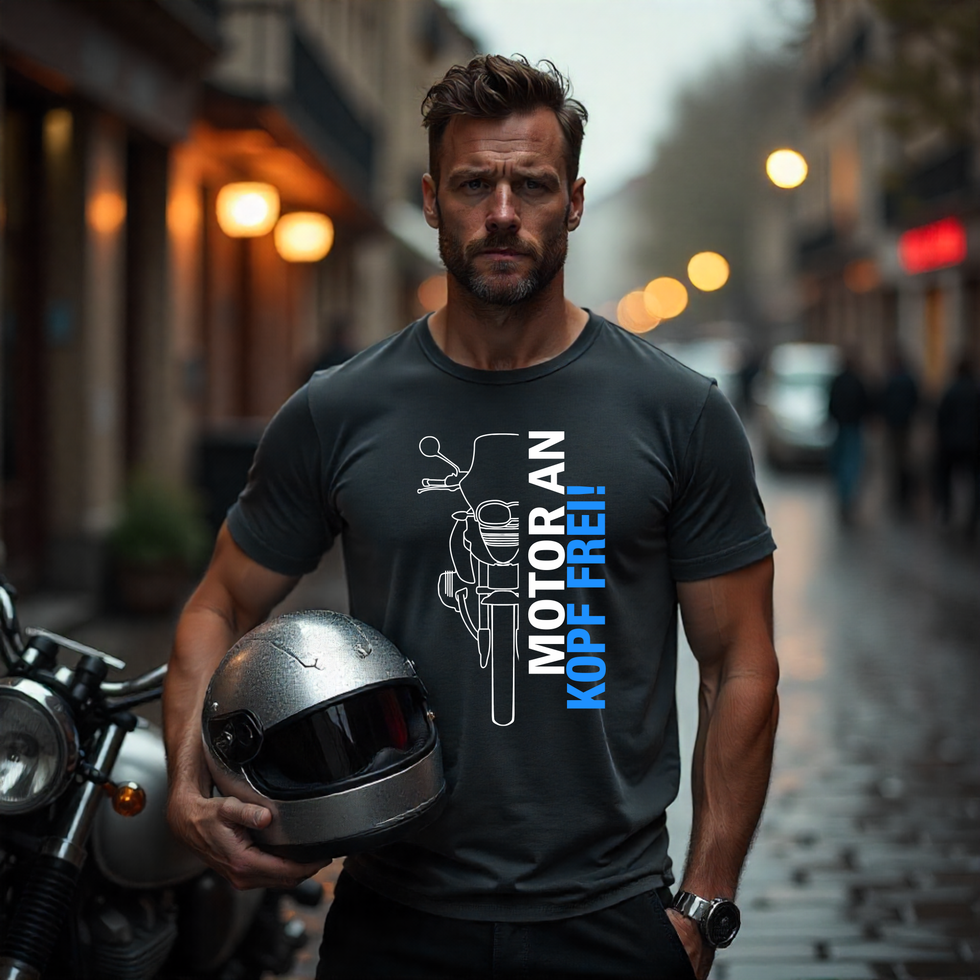 Unisex T-Shirt Motorrad lustiger Spruch Motor an - Kopf frei Schnabeltier Motorrad