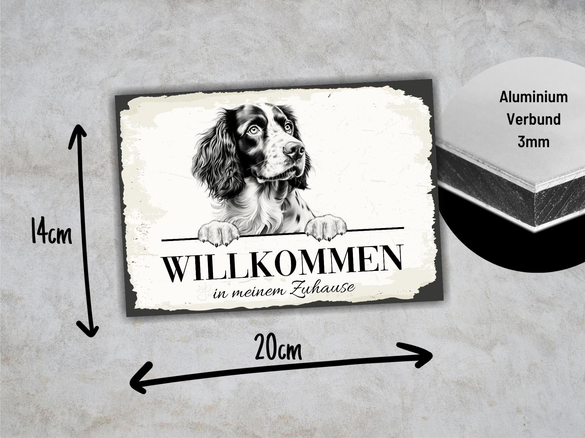 Hundeschild Willkommen Zuhause Springer Spaniel Schild Achtung Spruch