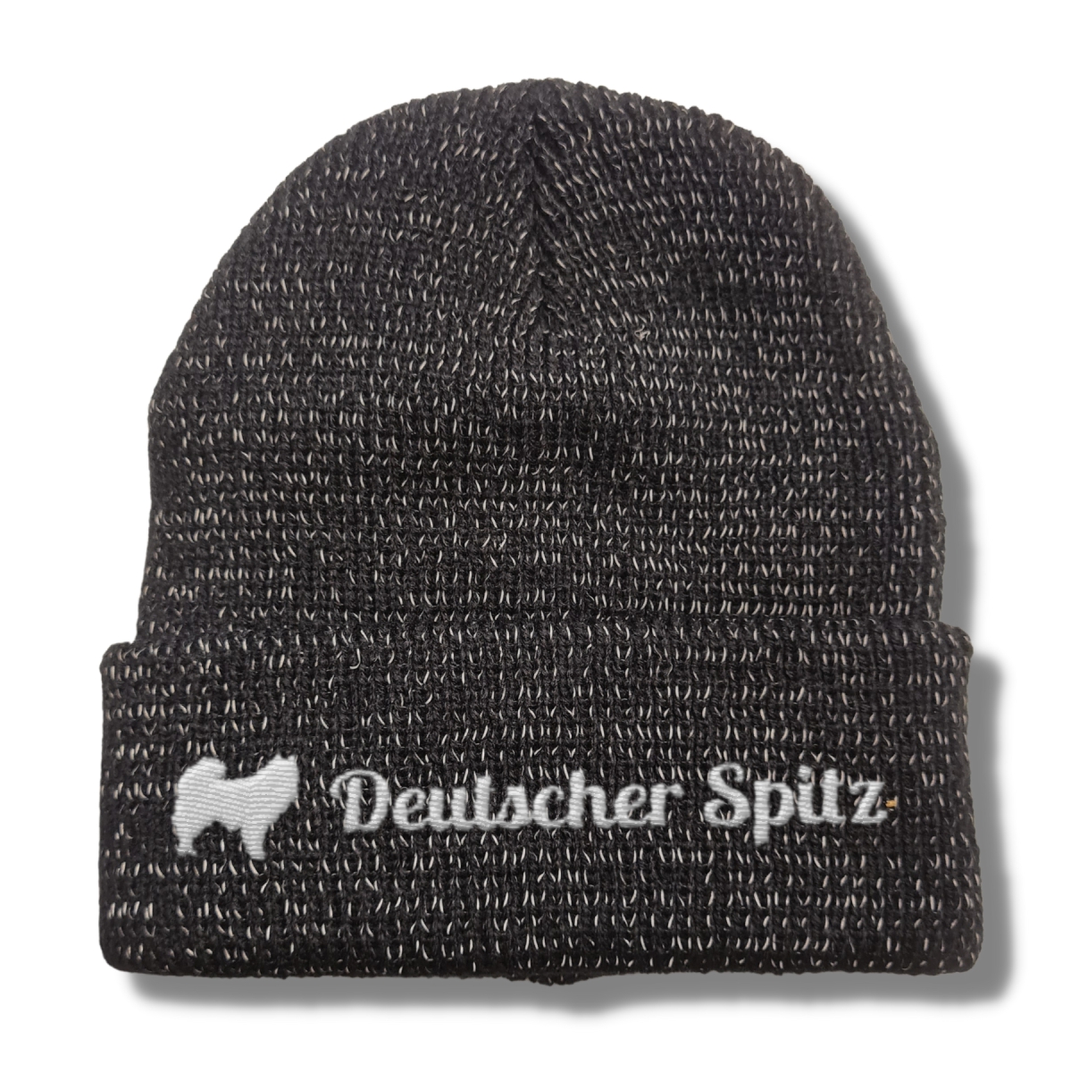 Deutscher Spitz reflektierende Mütze Stickerei Hund Winter Strickmütze reflex Beanie warm