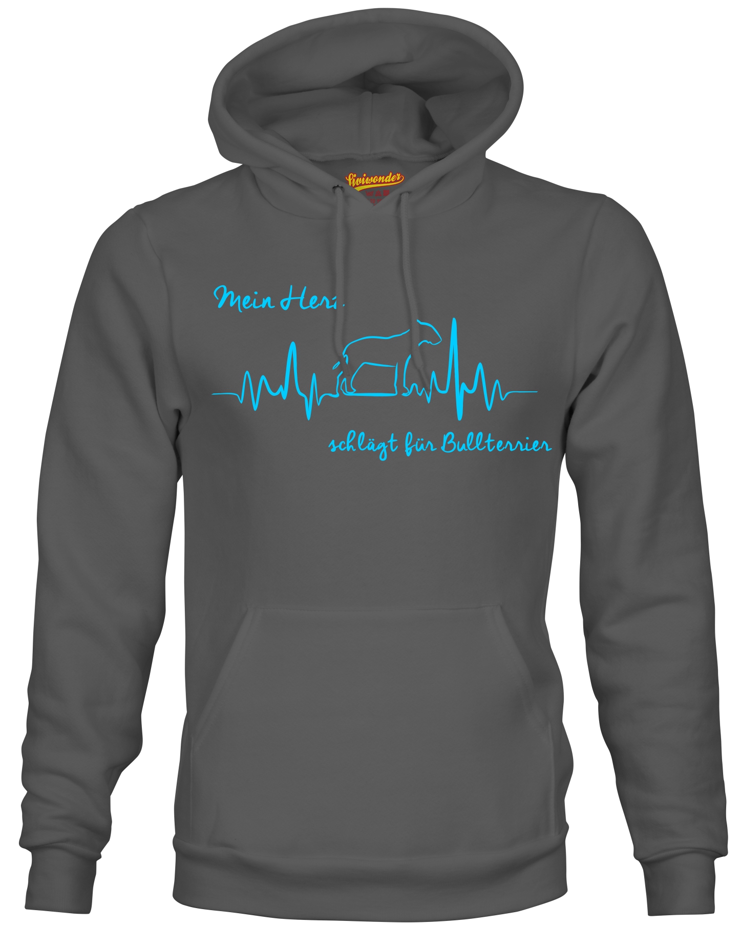 BULLTERRIER SWEATSHIRT HEARTBEAT EKG  Hund Hundemotiv Herz Hoodie Bully