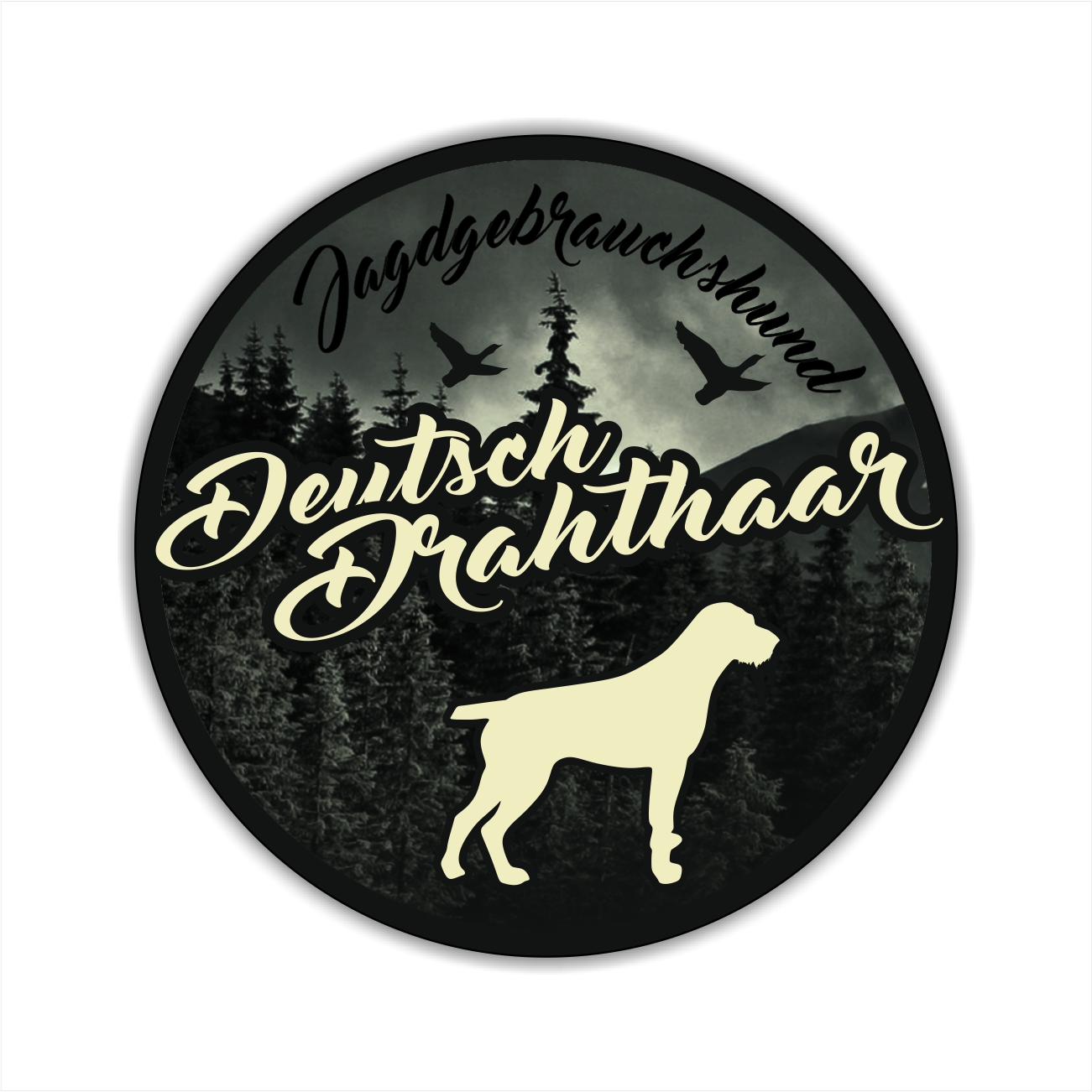 Deutsch Drahthaar Deutscher Drahthaar Deutscher Drahthaariger Vorstehhund Jagdhund Jäger Westfälische Bracke Jagdhund Aufkleber Digitaldruck Motiv
