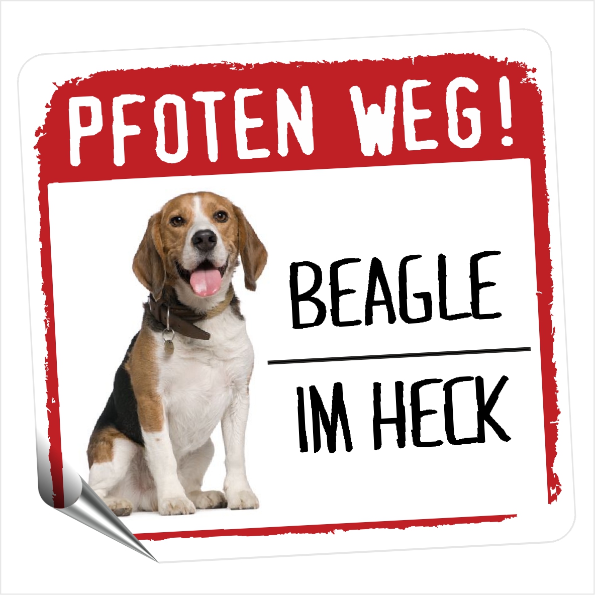 Beagle English Beagel No.2 PFOTEN WEG Hundeaufkleber Folie Hund