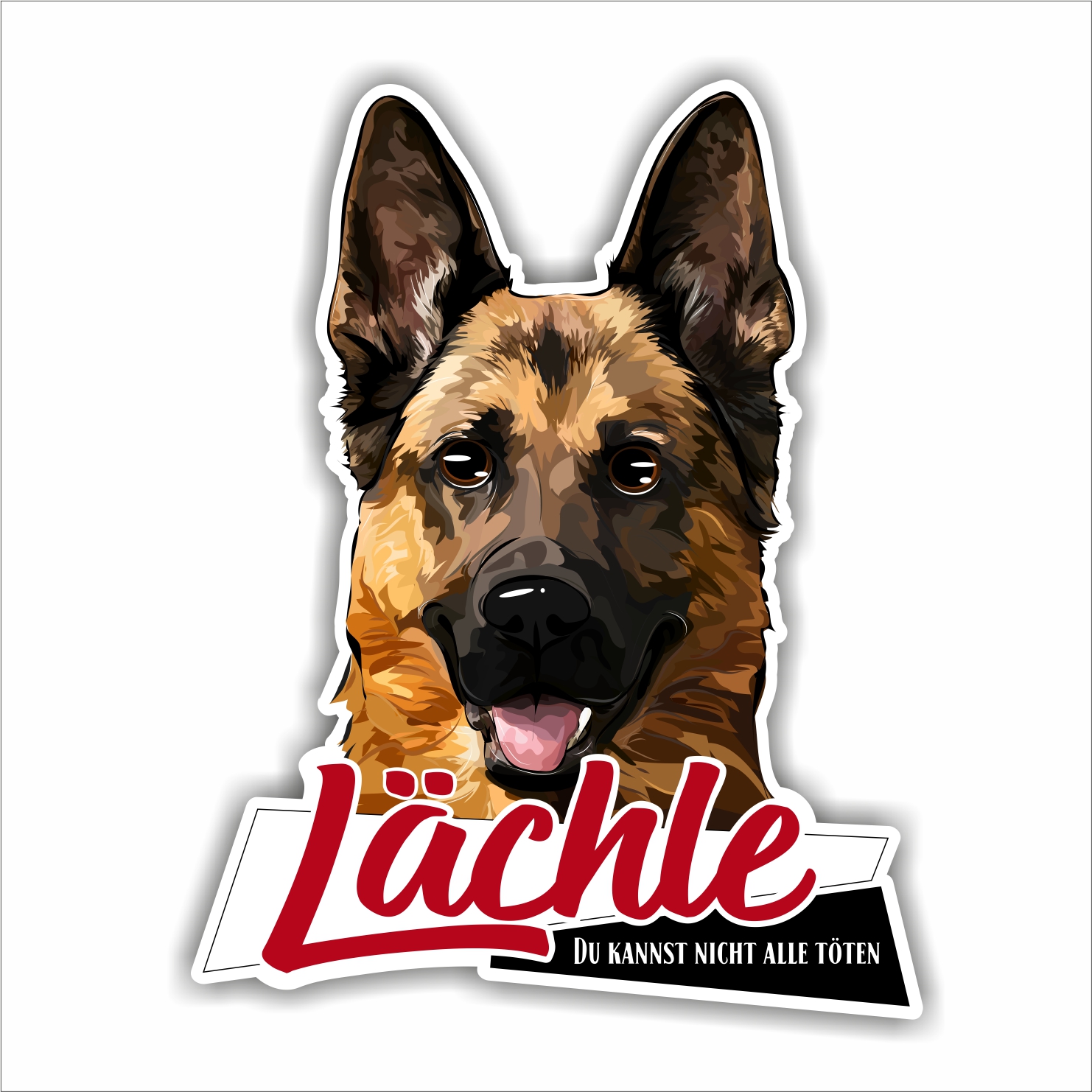 Aufkleber Sticker SCHÄFERHUND - LÄCHLE
