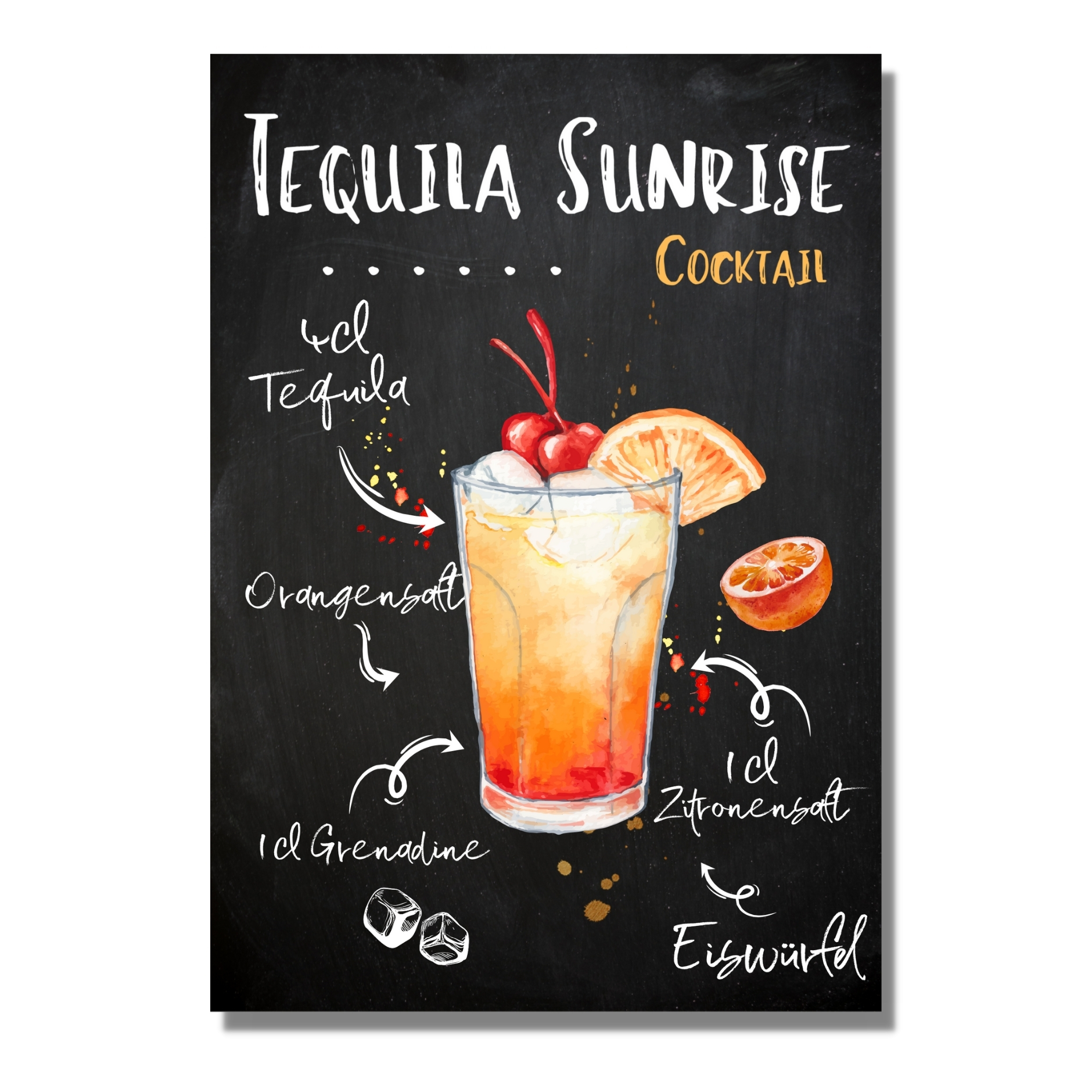 Tequila Sunrise Rezept Schild für deinen Partykeller Türschild Warnschild Privatgrundstück lustiges Spaß Schild  happy Design by Siviwonder