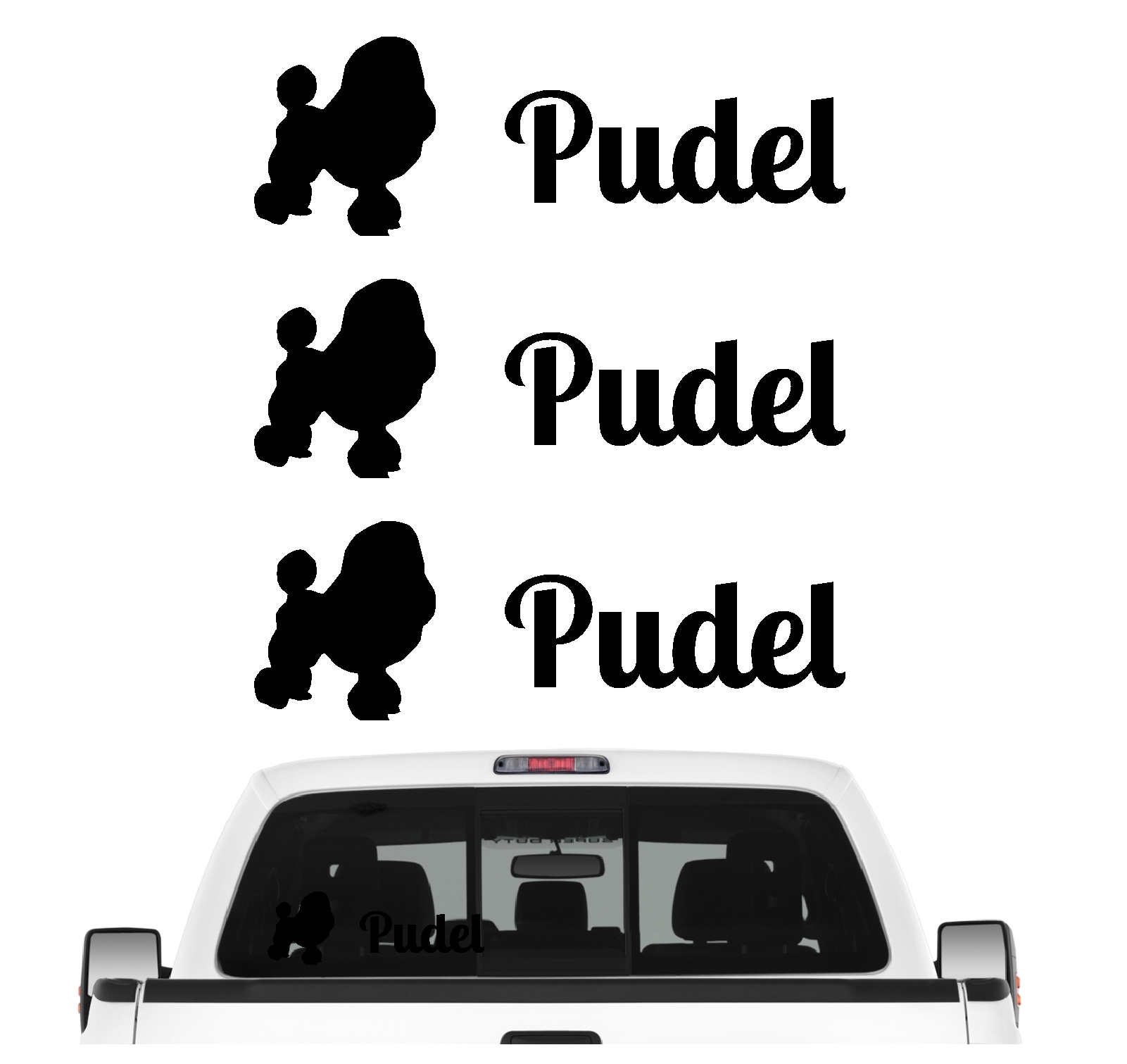 Pudel Pudle Poodle Caniche  Barbone Großpudel Zwergpudel Dog 3er Set  AUTOAUFKLEBER Aufkleber Hunde Hundemotiv by SIVIWONDER