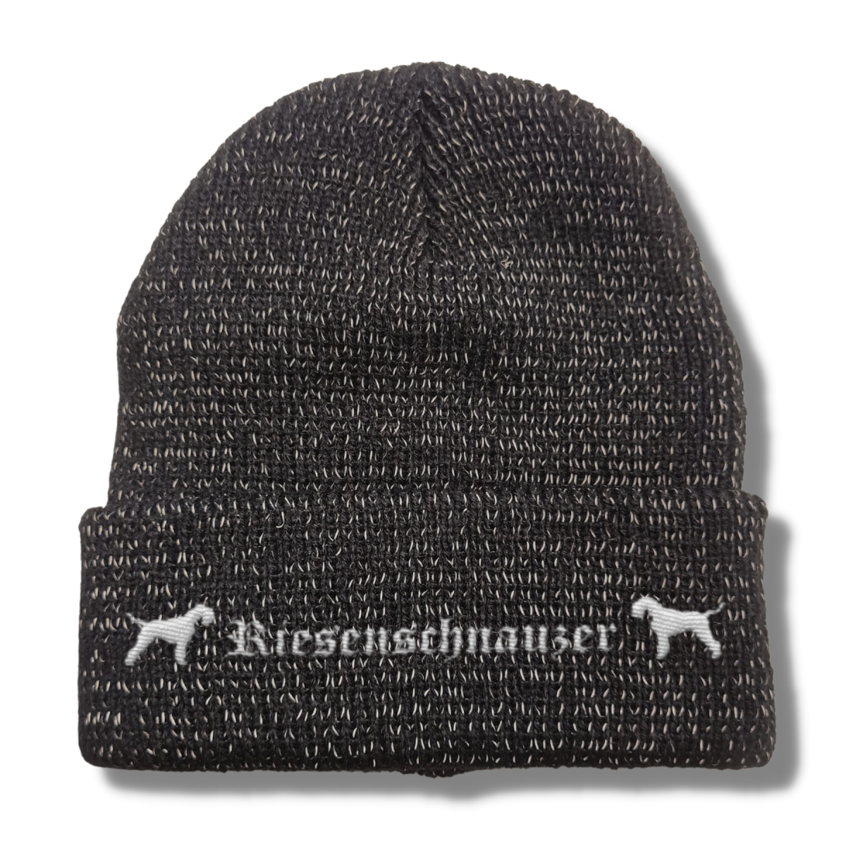 Bad Riesenschnauzer reflektierende Mütze Stickerei Hund Winter Strickmütze reflex Beanie warm