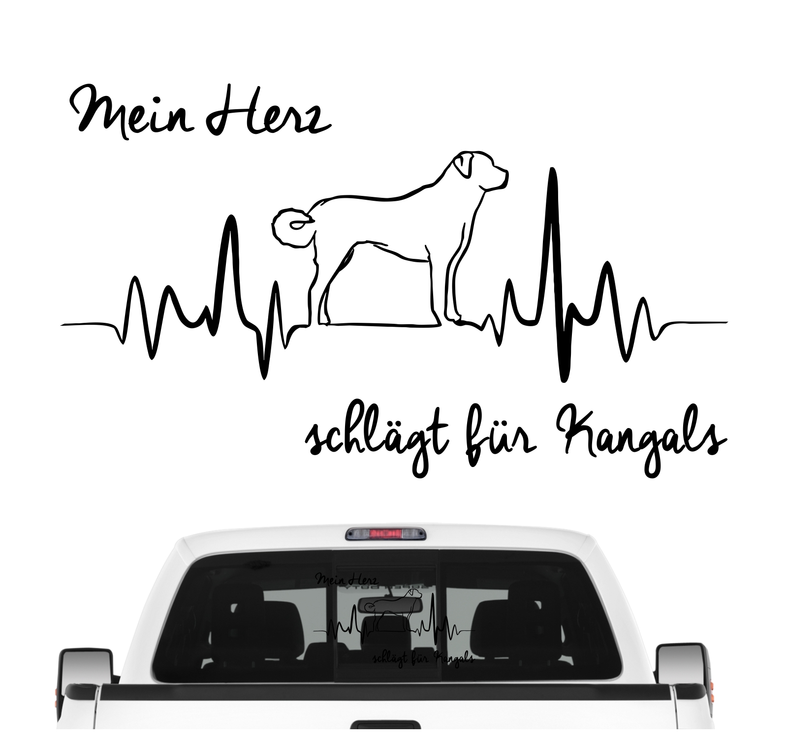 Kangal Hirtenhund Anatolischer Coban Köpegi Sivas Türkei Dog Hundeaufkleber Herz AUTOAUFKLEBER Hunde HEARTBEAT EKG by SIVIWONDER