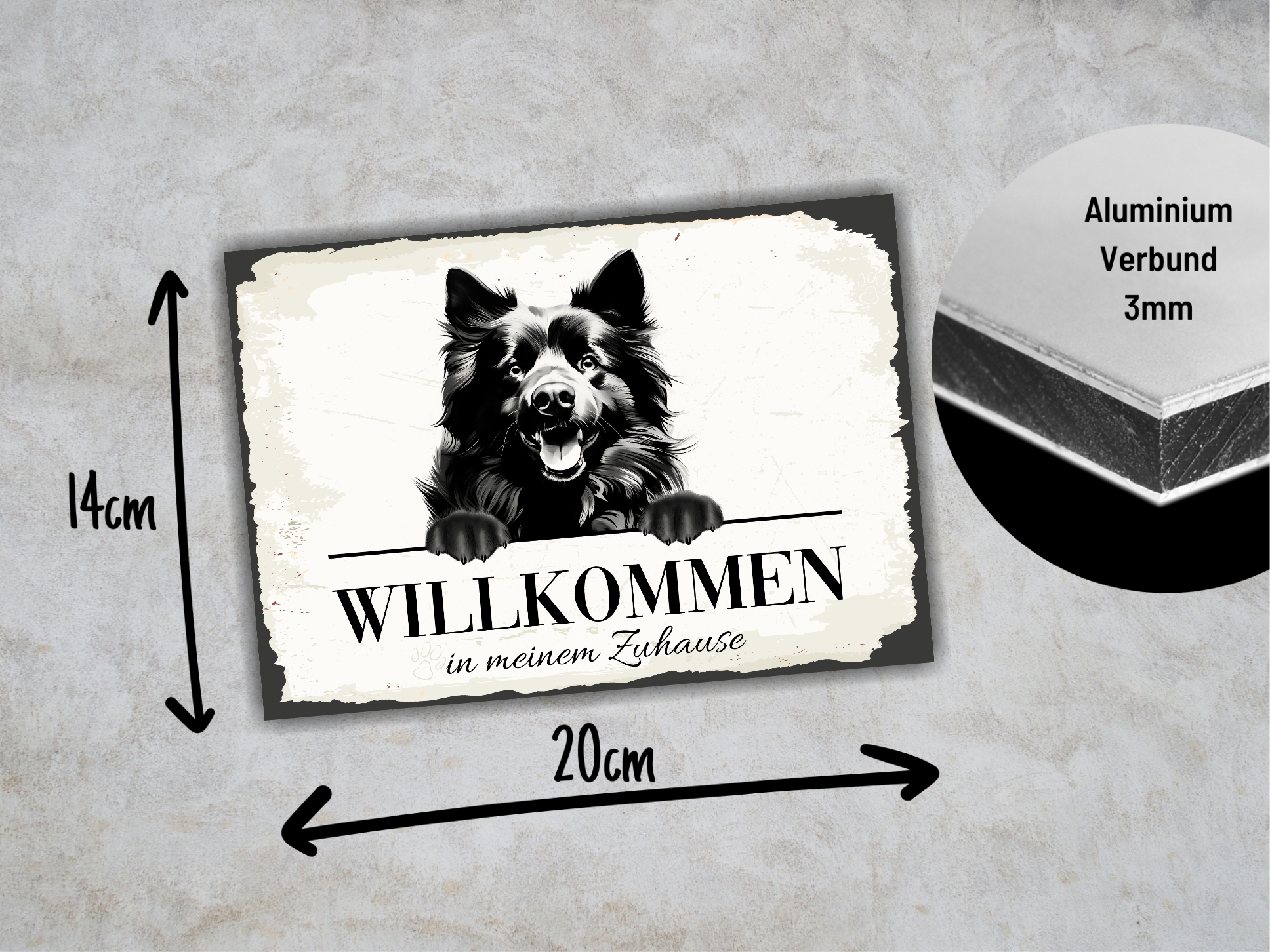 Hundeschild Willkommen Zuhause Schwedischer Lapphund Spitz Schild Achtung Spruch