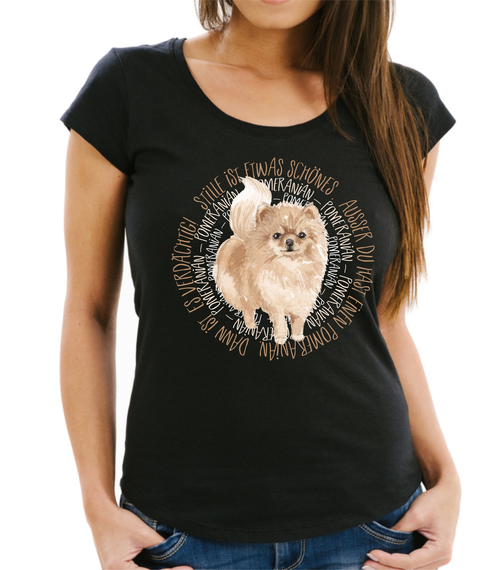 POMERANIAN DAMEN T-SHIRT CIRCLE Watercolor by SIVIWONDER
