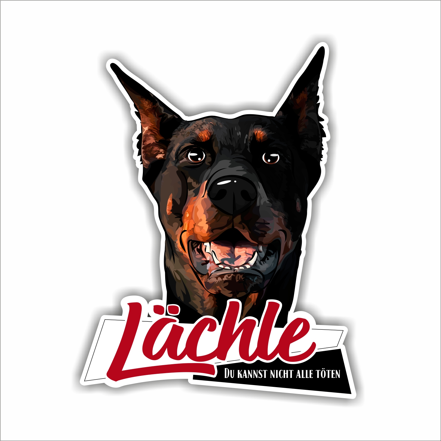 Aufkleber Sticker DOBERMANN - LÄCHLE