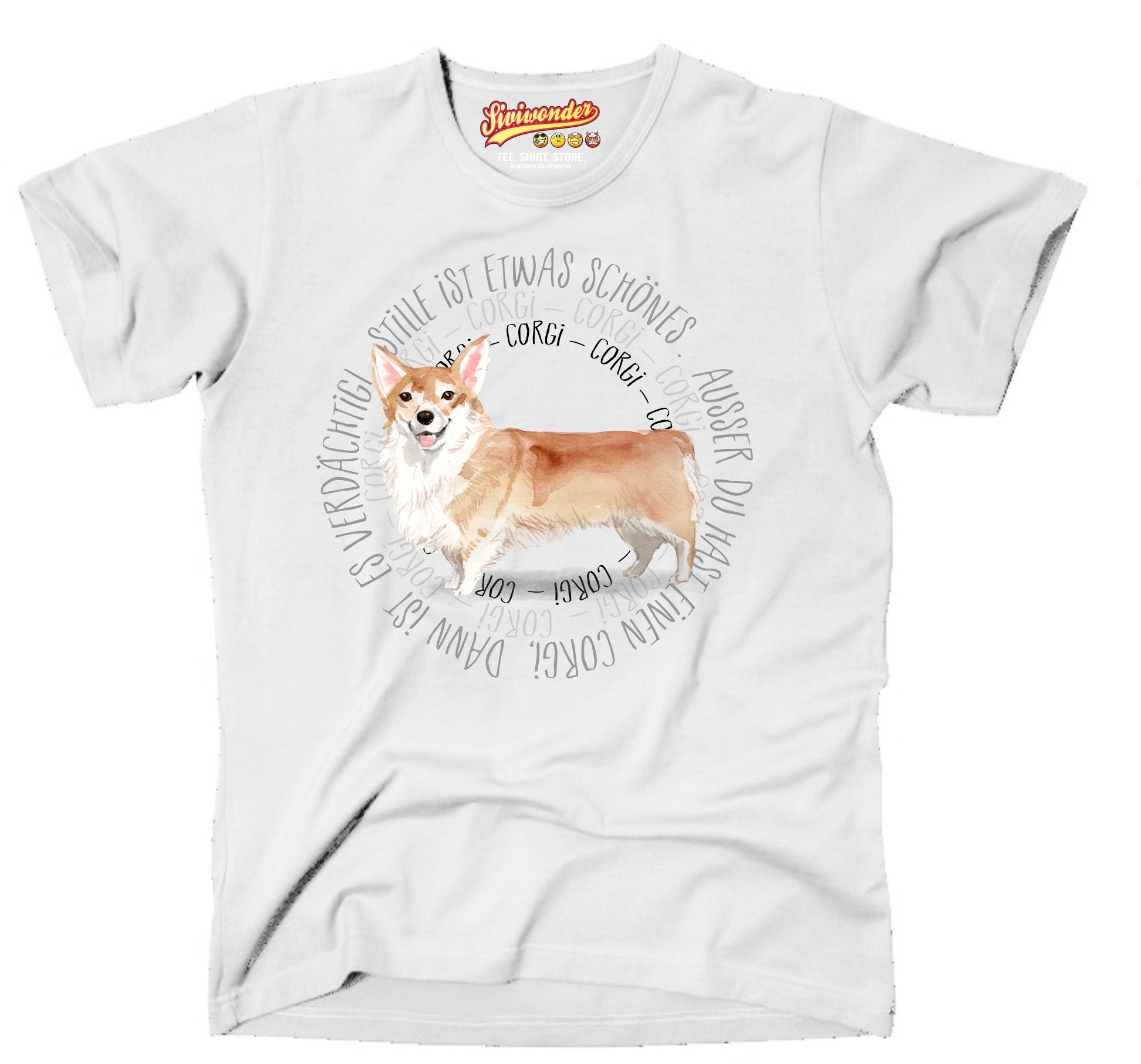 CORGI UNISEX T-SHIRT CIRCLE Watercolor by SIVIWONDER