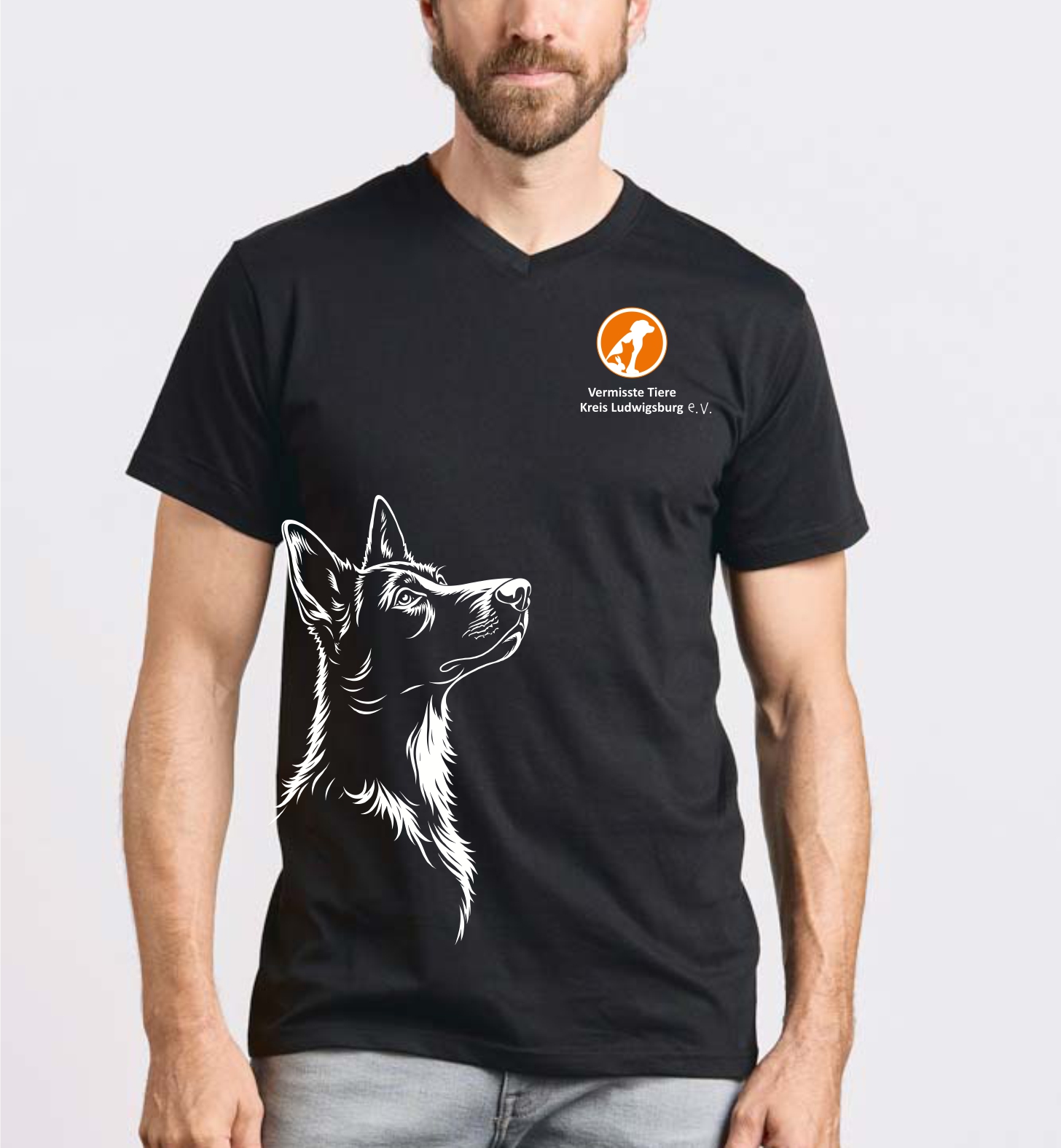 Vermisste Tiere Kreis Ludwigsburg T- Shirt Herren V-Neck