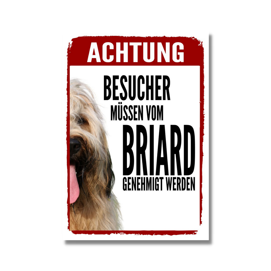 Briard Genehmigung Dog Schild Spruch Türschild Hundeschild Warnschild