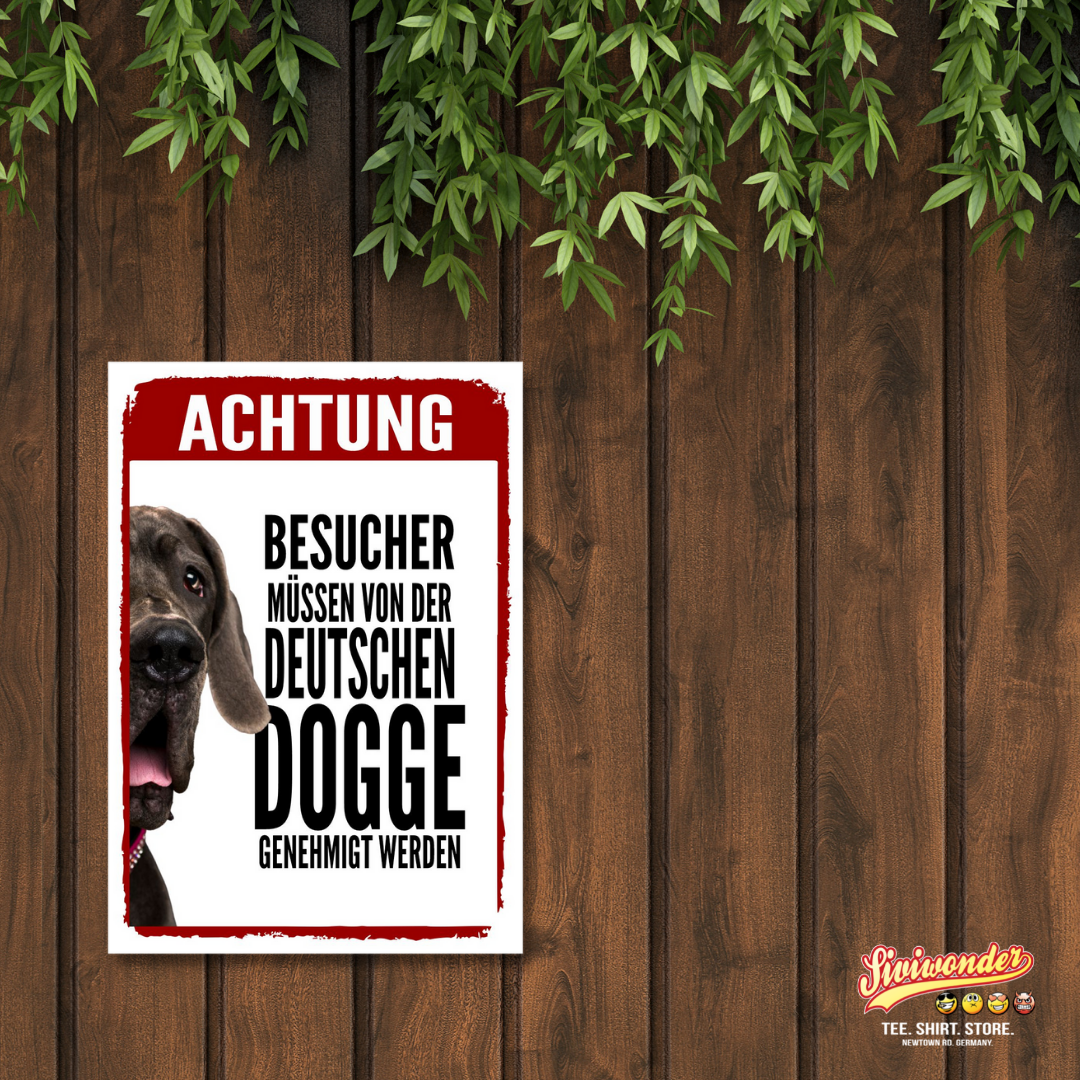 Deutsche Dogge 1 Genehmigung Dog Schild Spruch Türschild Hundeschild Warnschild
