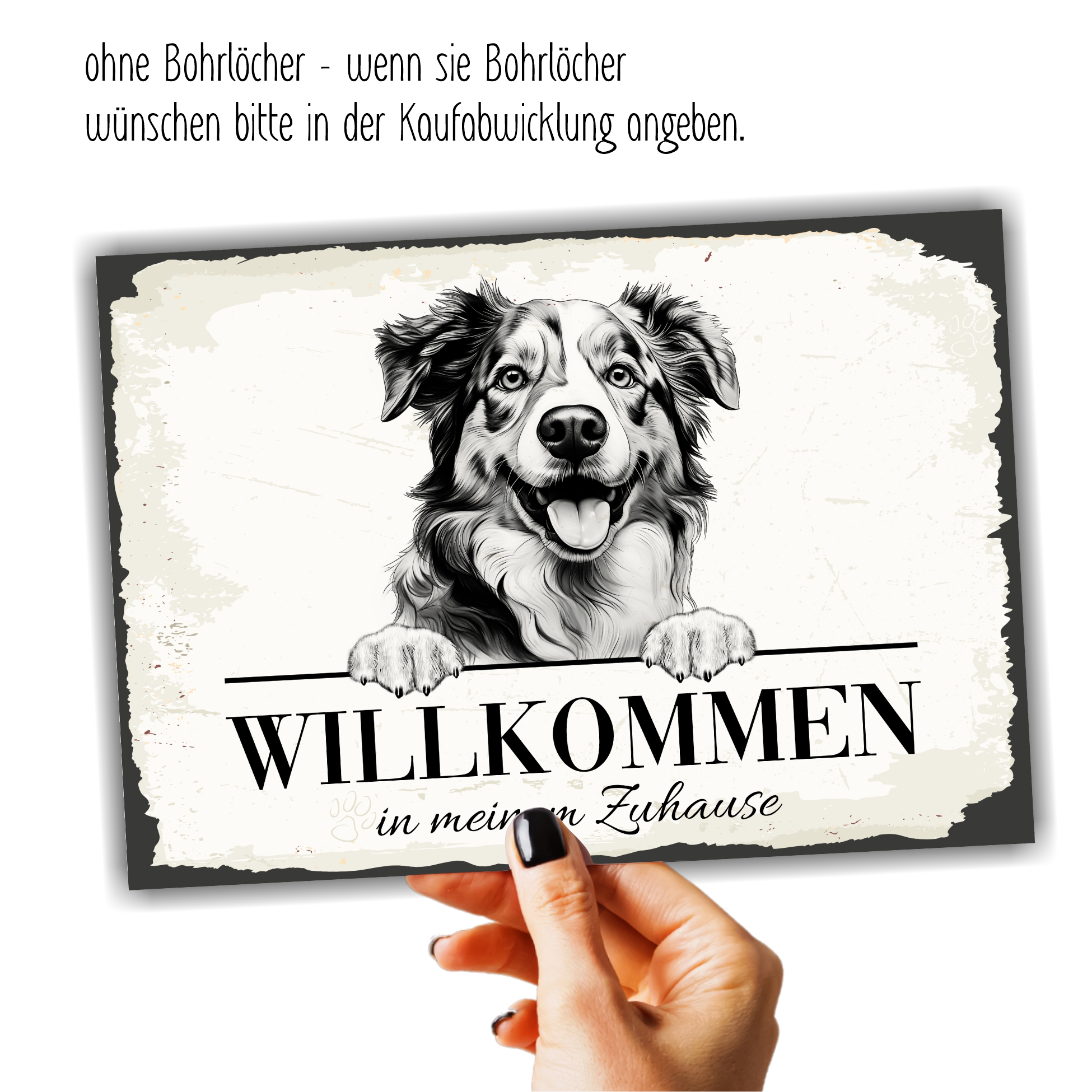 SchildWillk_Aussie2Hundeschild Willkommen Zuhause Aussie Terrier Schild Achtung Zaun Frau Spruch Türschild Hundeschild Warnschild  Design by Siviwonder